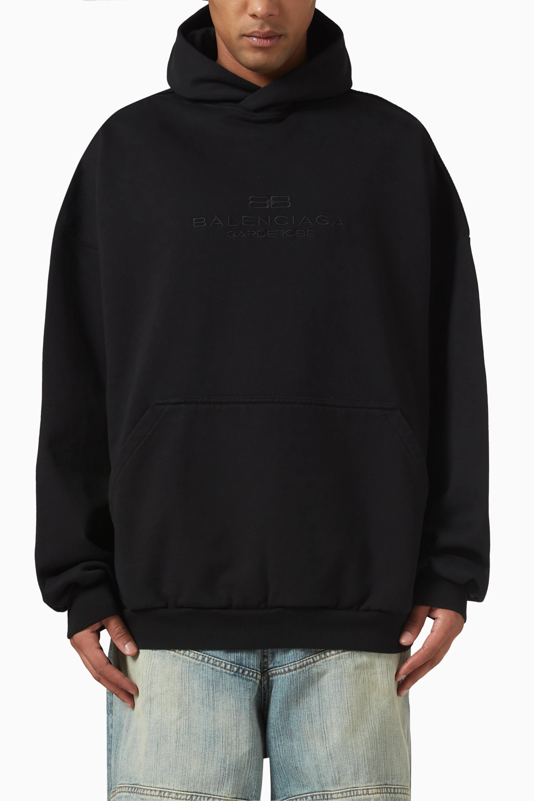 Buy Balenciaga Black Bb Garderobe Large Fit Hoodie in Archetype 