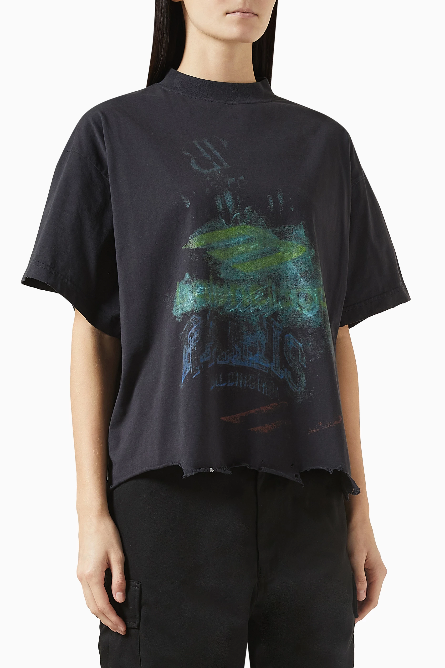 Buy Balenciaga Black Unisex DIY Imprint Cropped T-shirt in