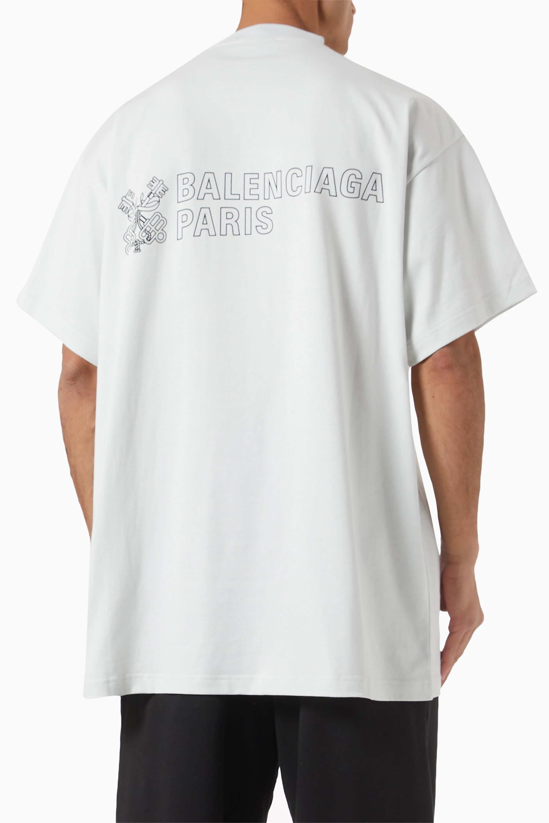Buy Balenciaga White Oversized Key Crest T-Shirt in Vintage Jersey