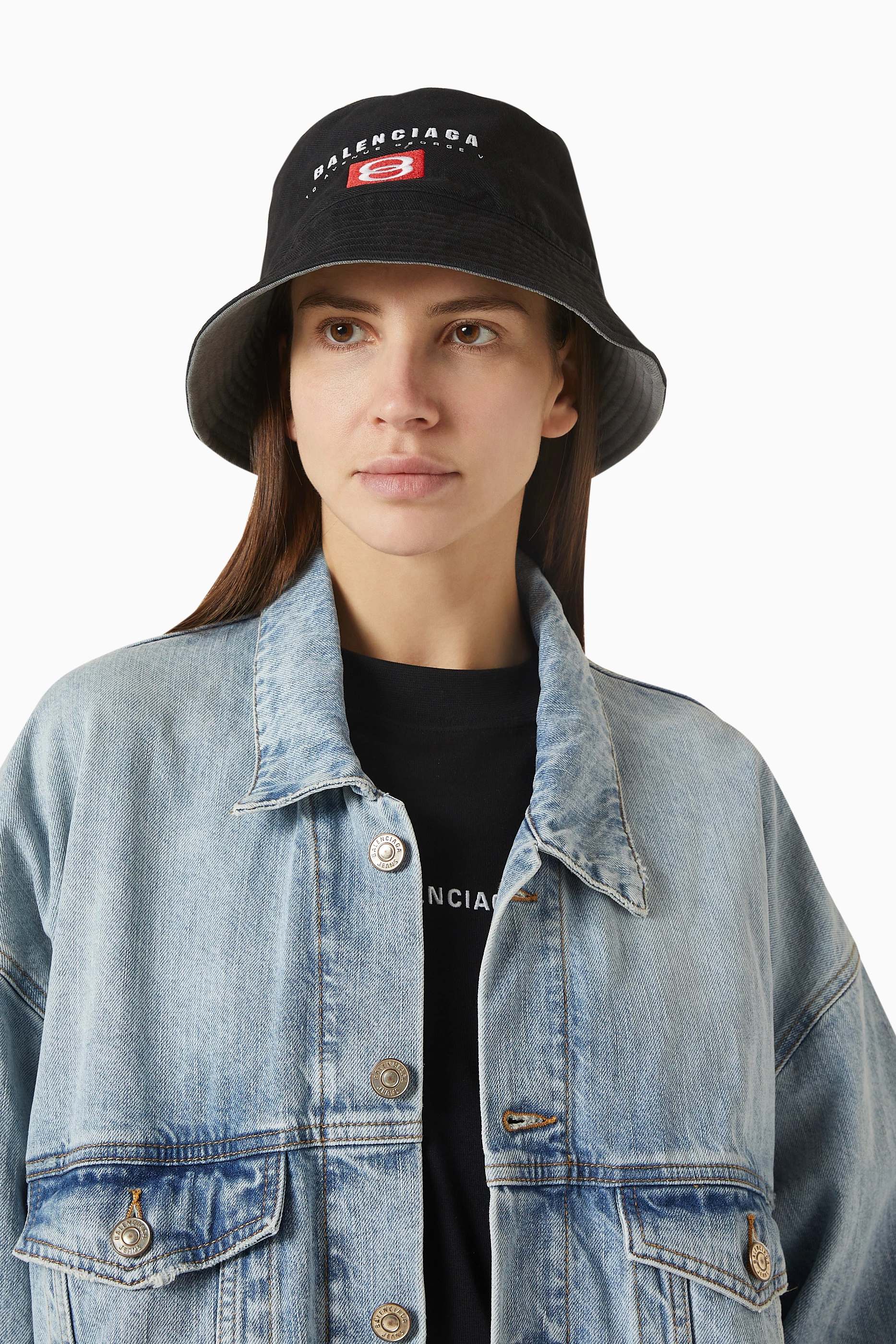 帽子 Balenciaga Bucket Hat Cotton Drill Black Balenciaga Cotton Drill Bucket Hat - Hats - BeyondStyle
