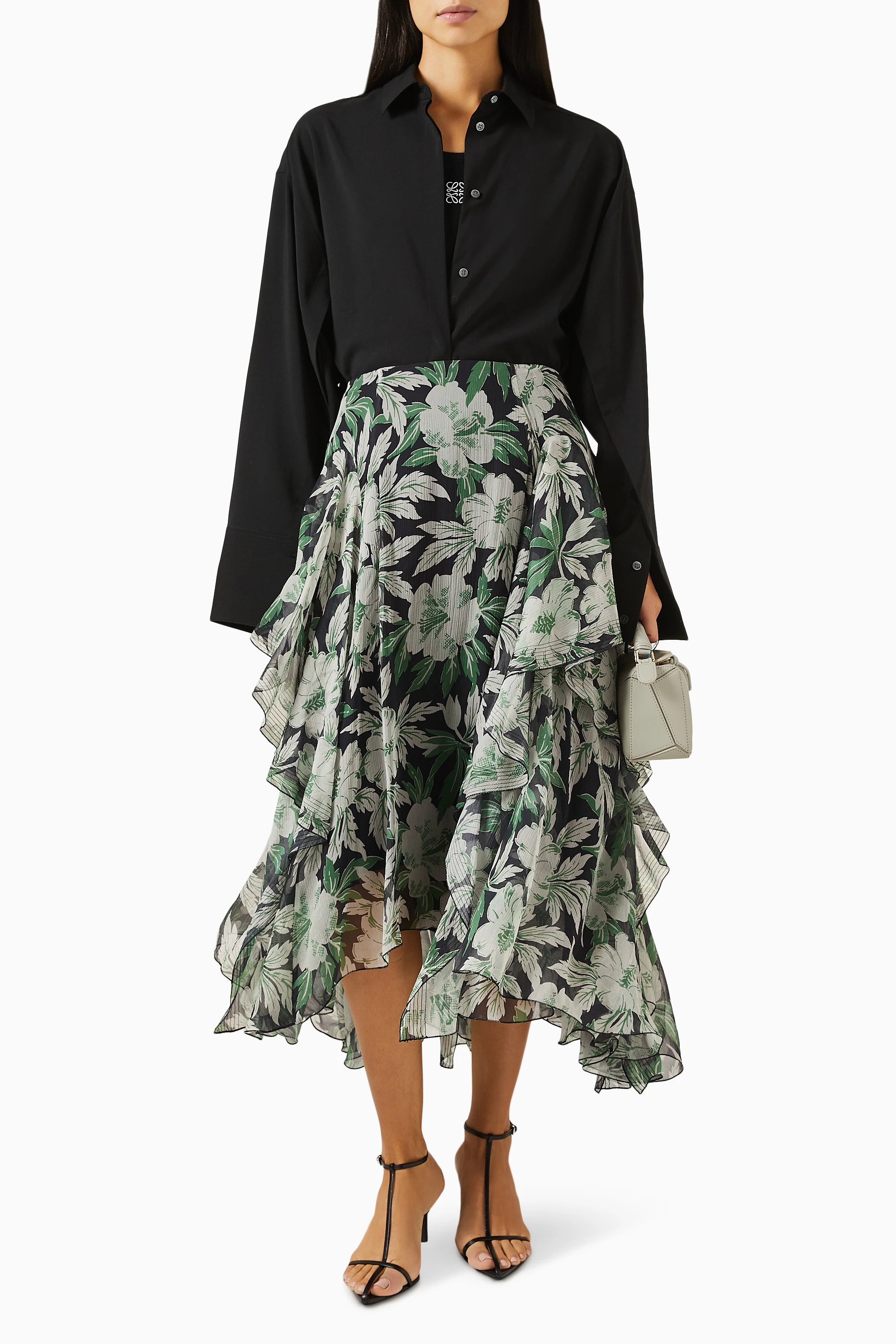 【LOEWE】Ruffled skirt Loewe Ruffled Skirt in Blue | Lyst