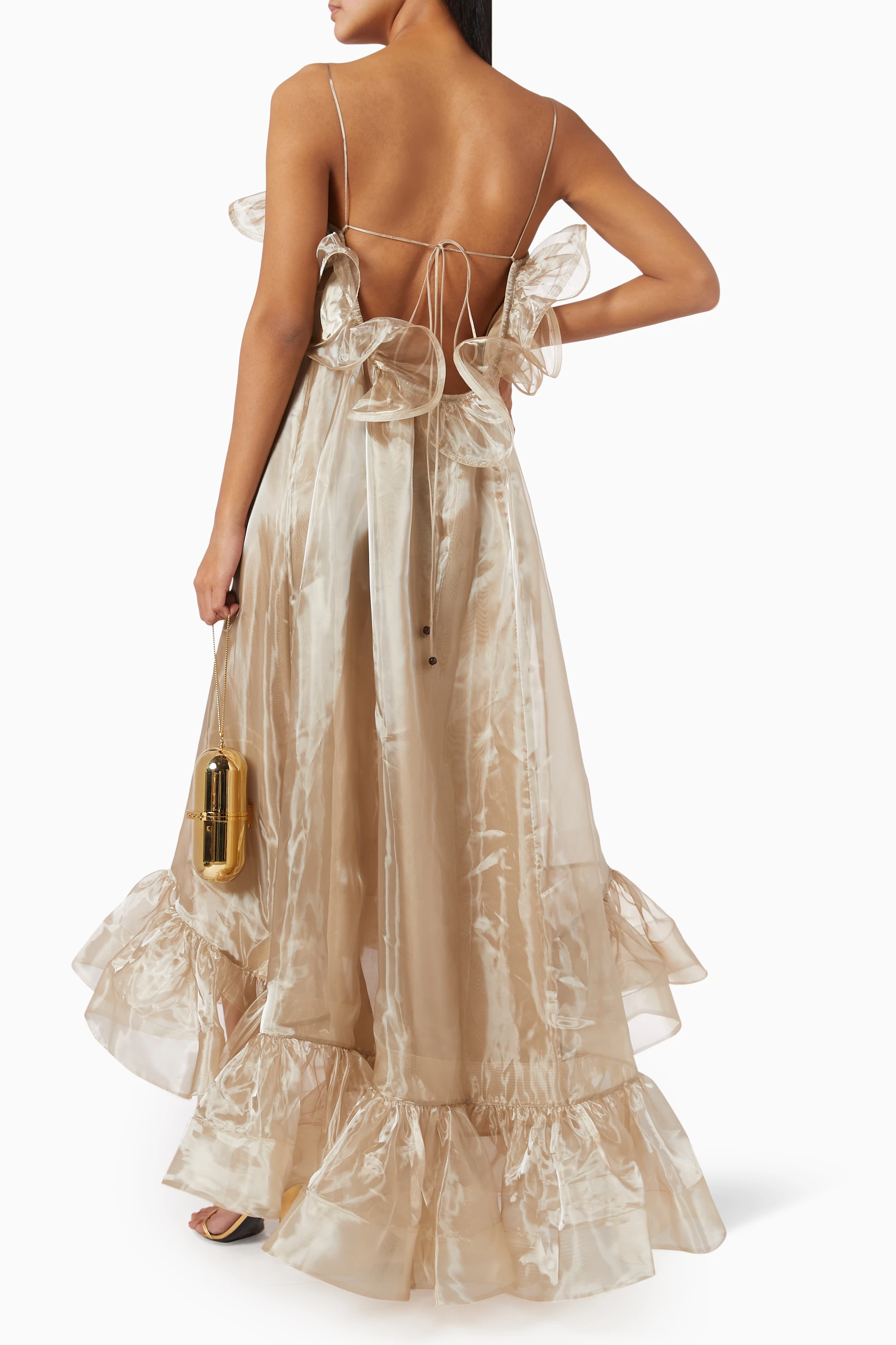 Buy Zimmermann Gold Balance Flounce Gown For Women Online
