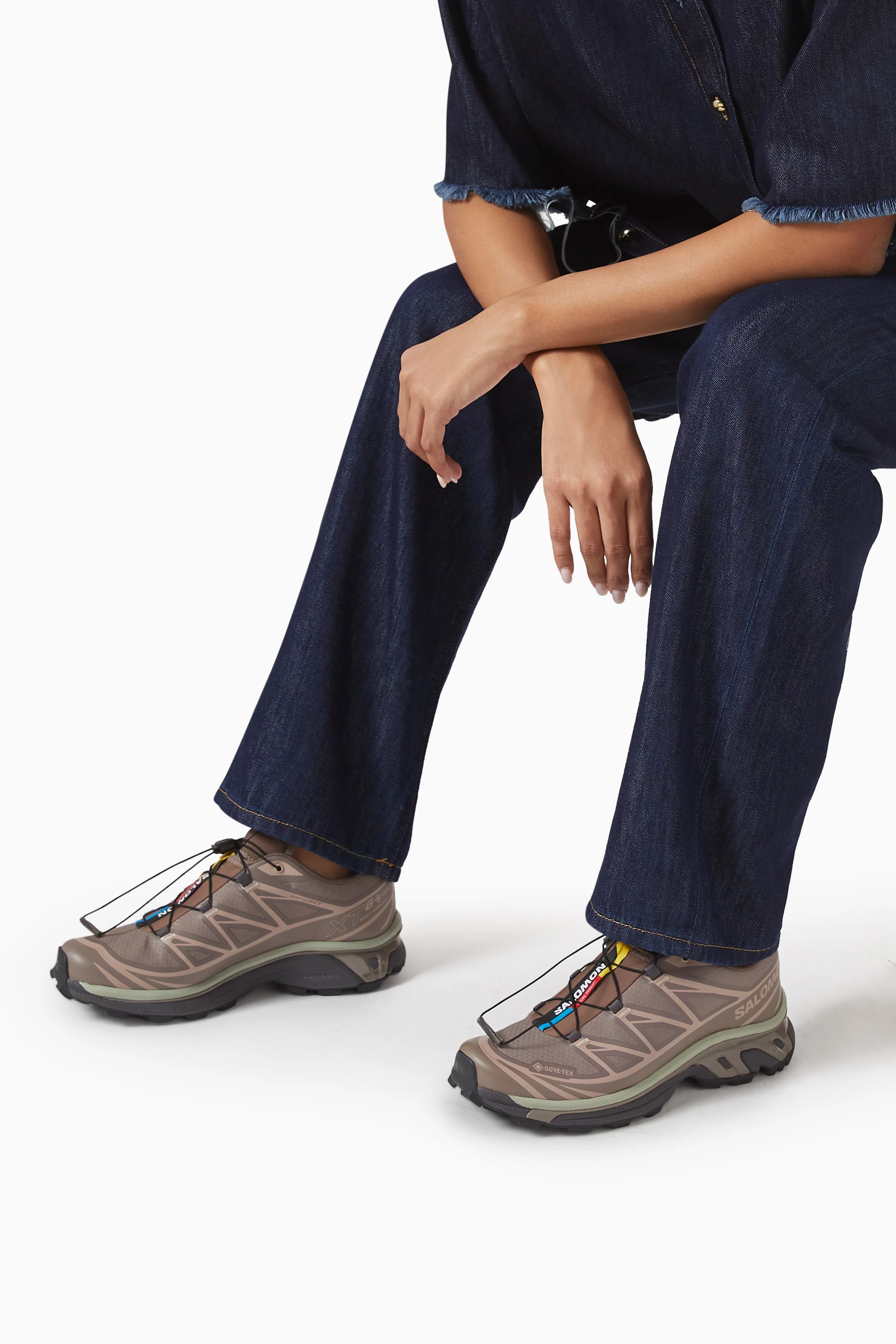 Buy Salomon Brown XT-6 GTX Sneakers in Mesh For Women Online