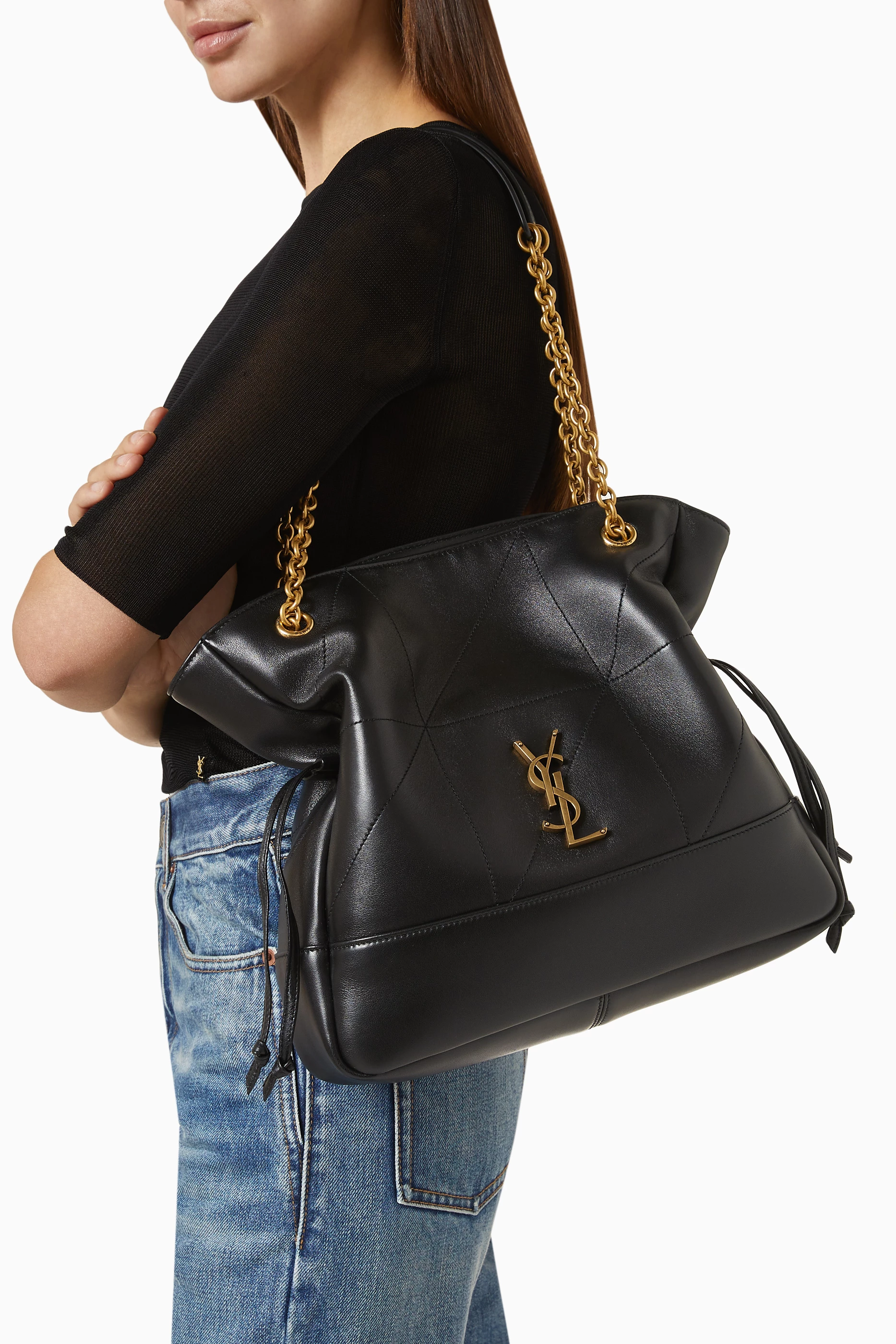 Buy SAINT LAURENT Black Small Jamie Shopping Bag in Lambskin