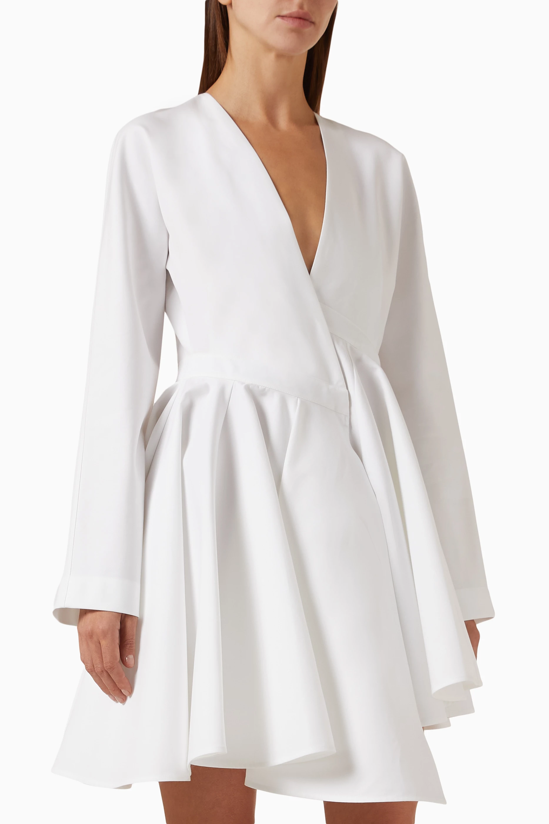 Buy Alaïa White Asymmetric Mini Dress in Poplin For Women