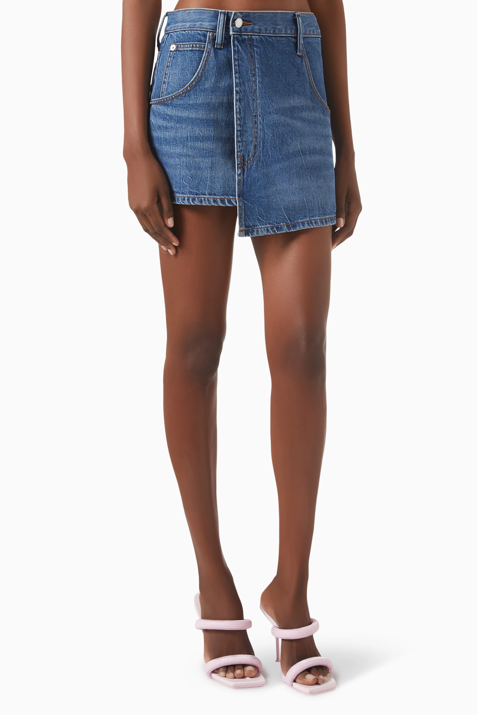 スカート DENIM X ALEXANDER WANG 'Deconstructed Wrapped' skirt Blue Alexander Wang Blue Deconstructed Wrapped Skirt In Deepblue