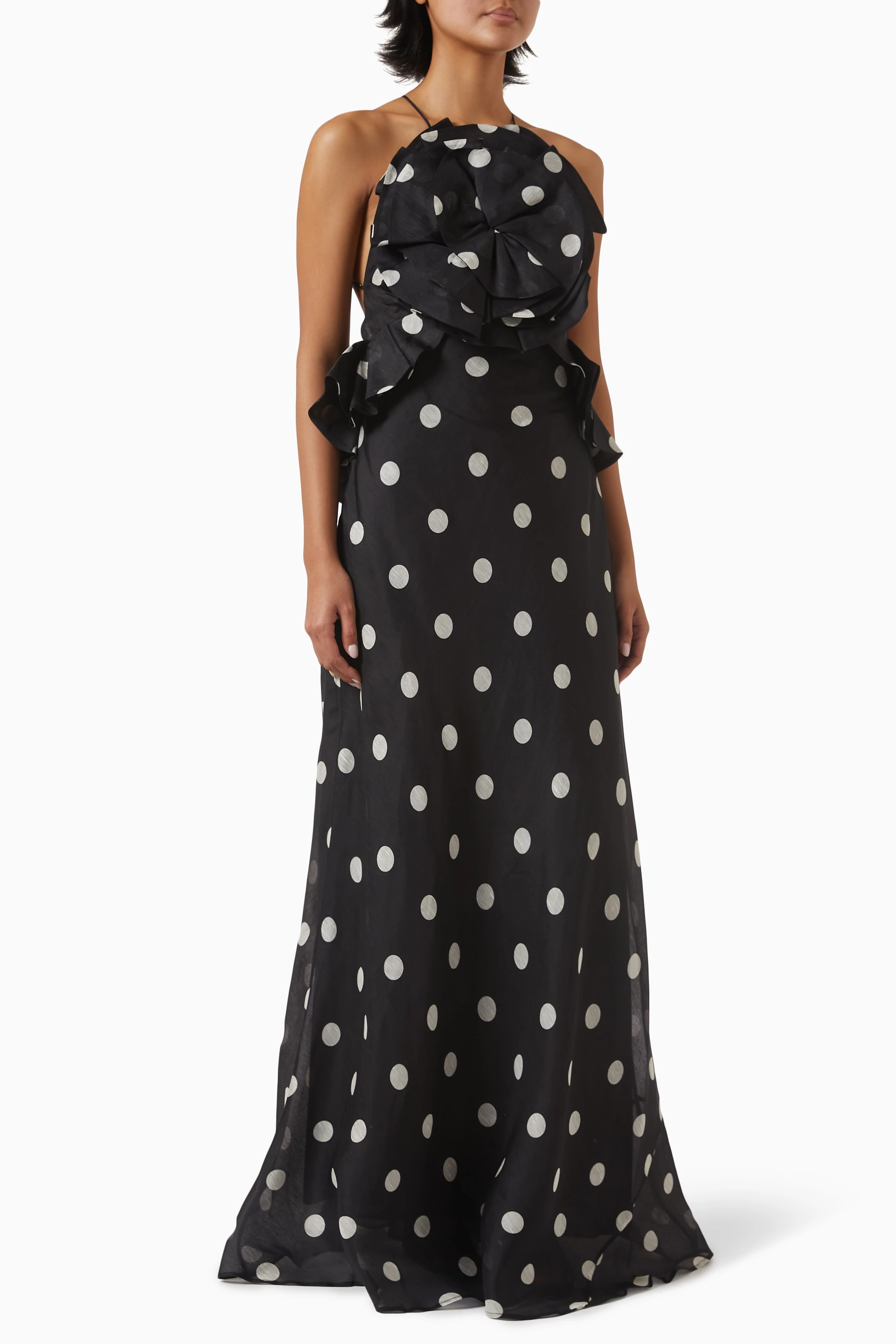 halter open back maxi dress Fluid Backless Halter Maxi Dress with Slit Detail main image 0