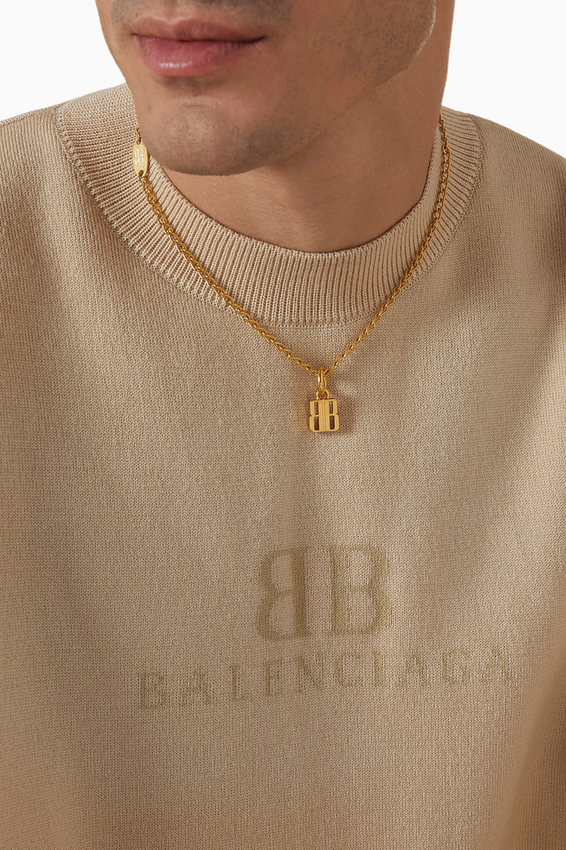 Buy Balenciaga Gold Nano Thin Necklace in Brass For UNISEX