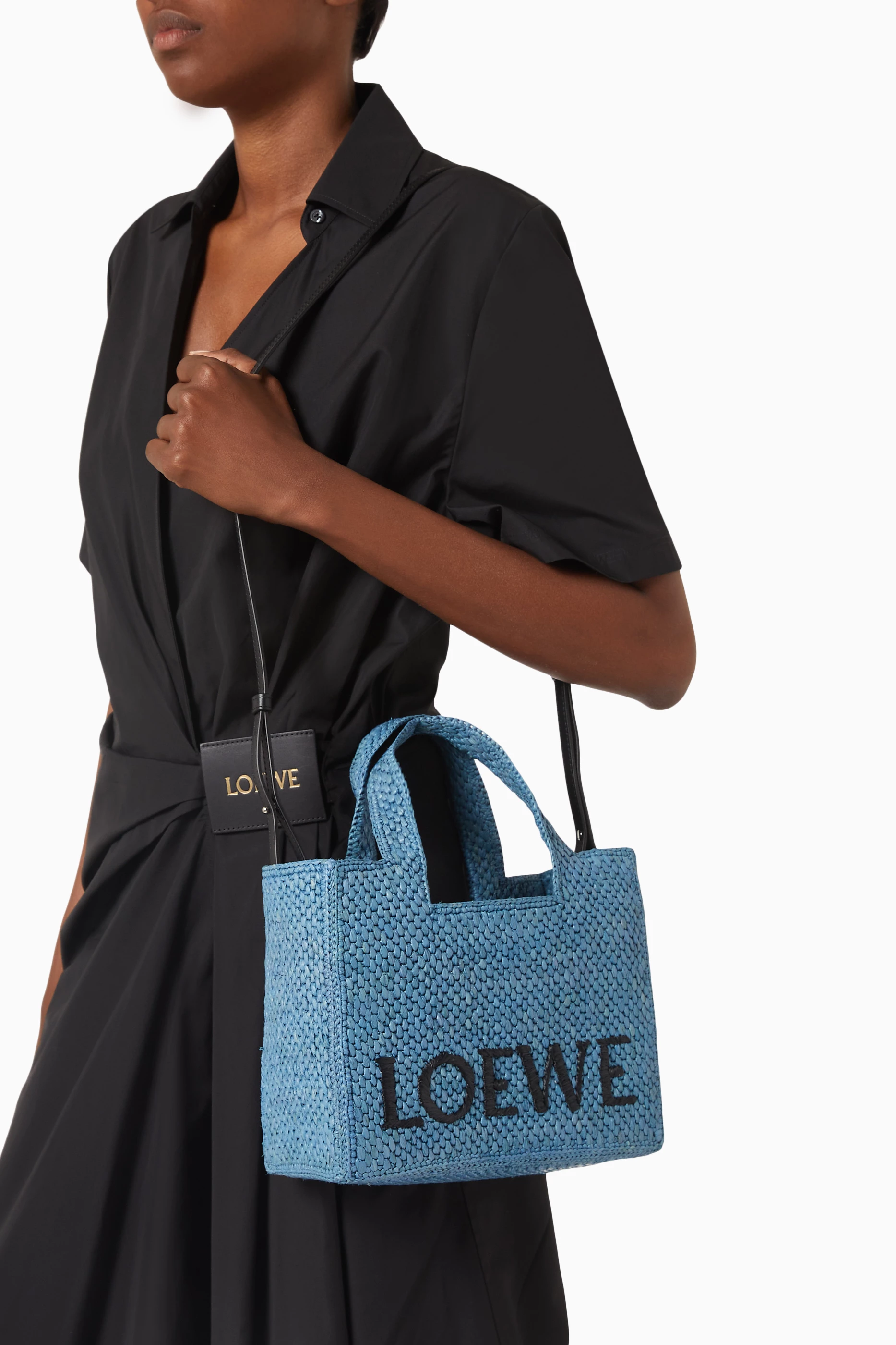 Buy LOEWE Blue x Paula's Ibiza Small LOEWE Font Tote Bag in