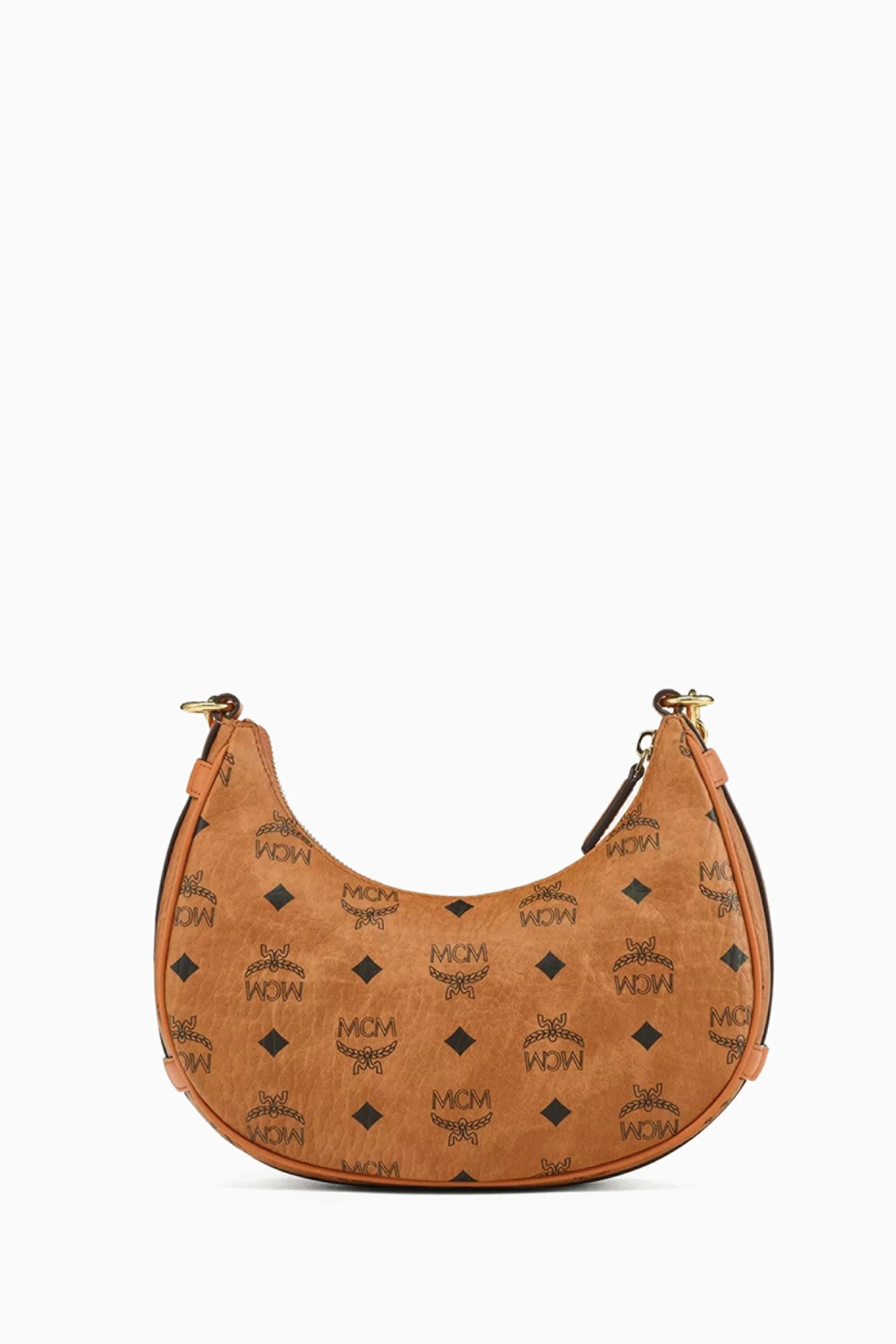 Buy MCM Brown Aren Visetos Crescent Hobo Shoulder Bag in