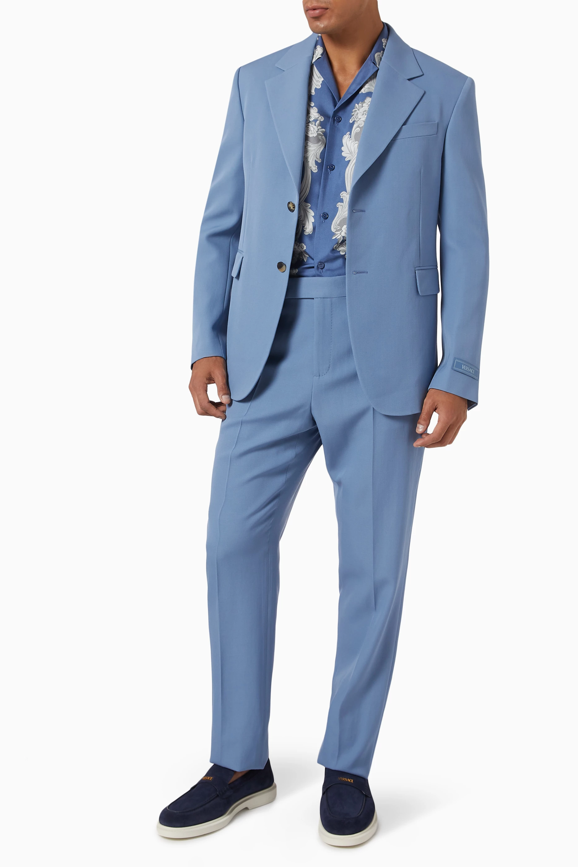 Buy Versace Blue Single-breasted Blazer in Virgin Wool For