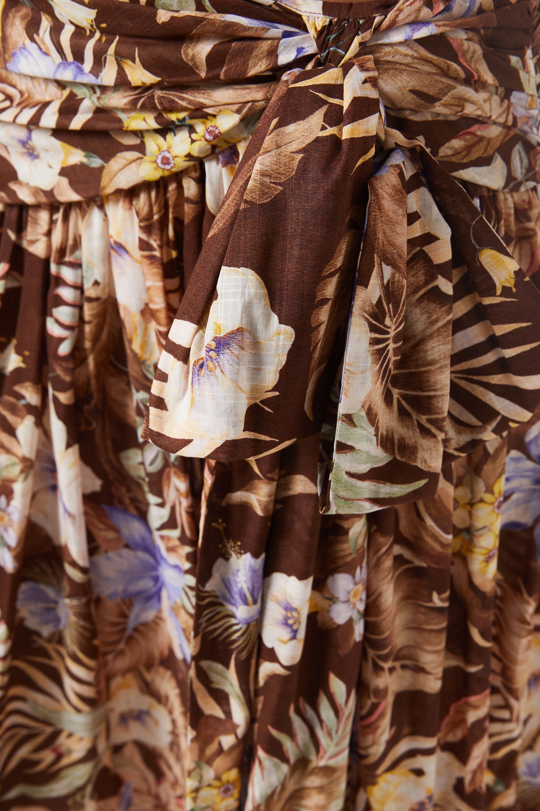 Buy Zimmermann Brown Coco Bow Maxi Skirt in Cotton For Women