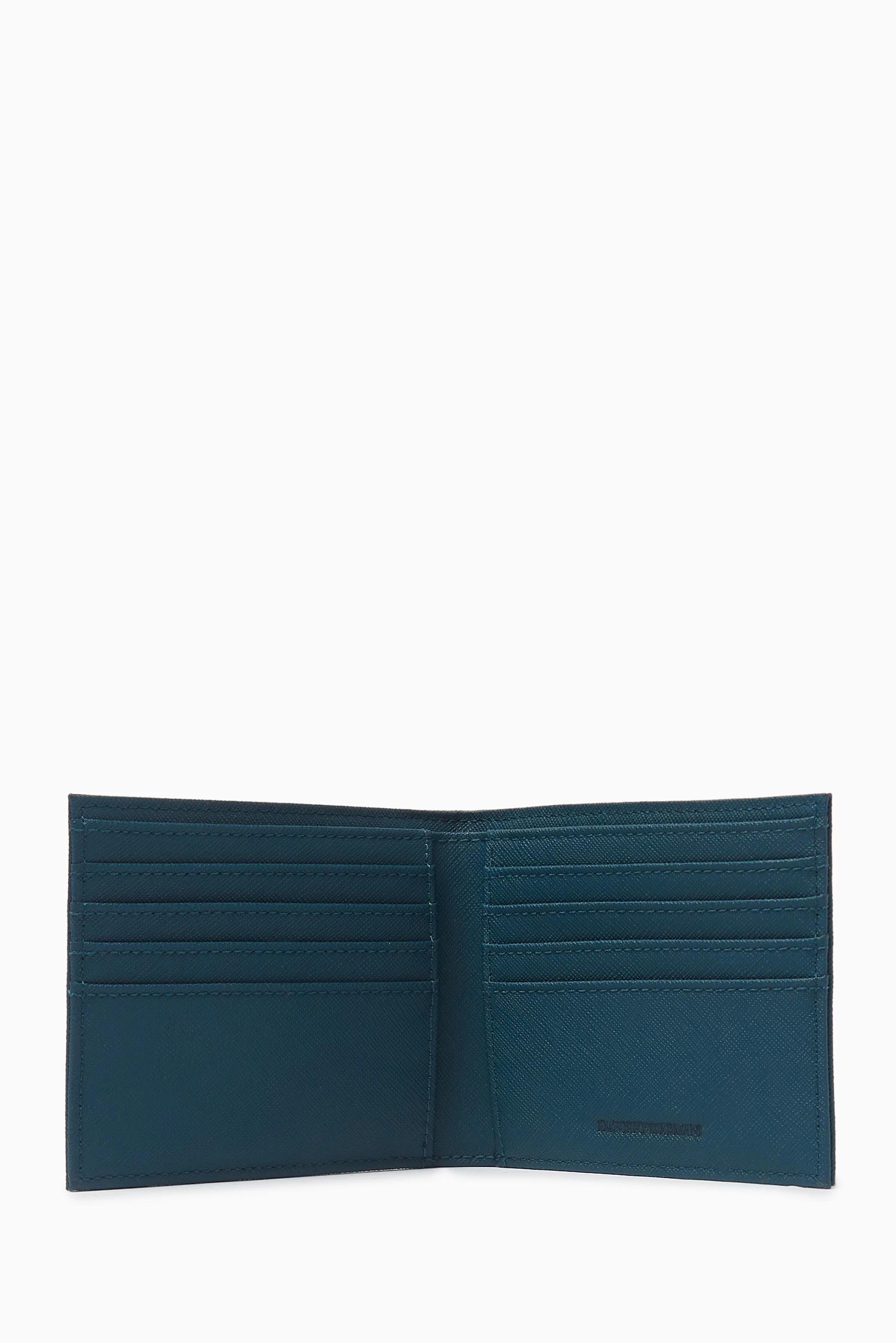 Buy Emporio Armani Blue Logo Bifold Wallet in Saffiano Leather For