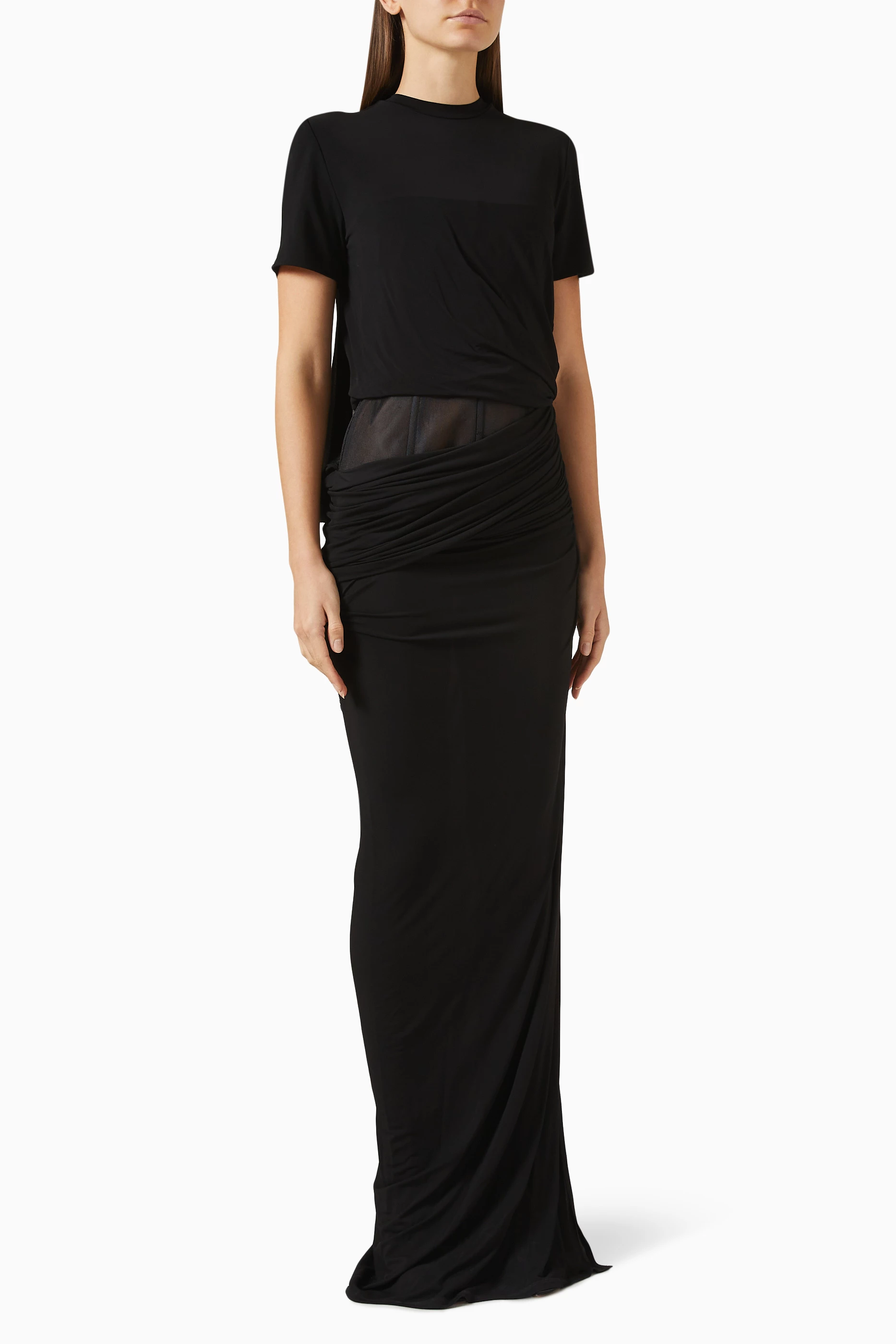 Buy Christopher Esber Black Coiled Corset T-shirt Gown in