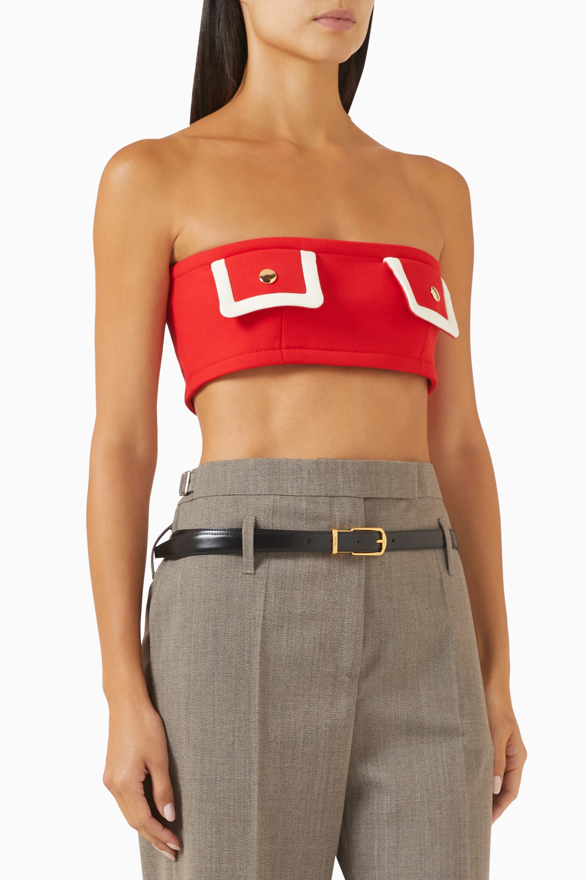 【送料&関税込】Prada Red Wool Crop-top Prada Red Wool Crop-top | italist