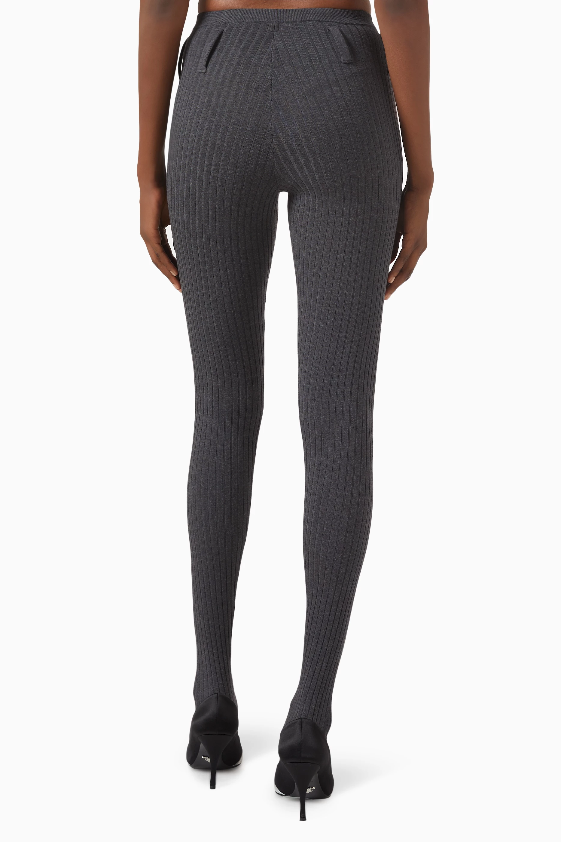 SS25 新作★PRADA プラダ RIBBED KNIT LEGGINGS 32164SOOO16S9 Buy Prada Grey Rib-knit Tights in Cotton For Women Online