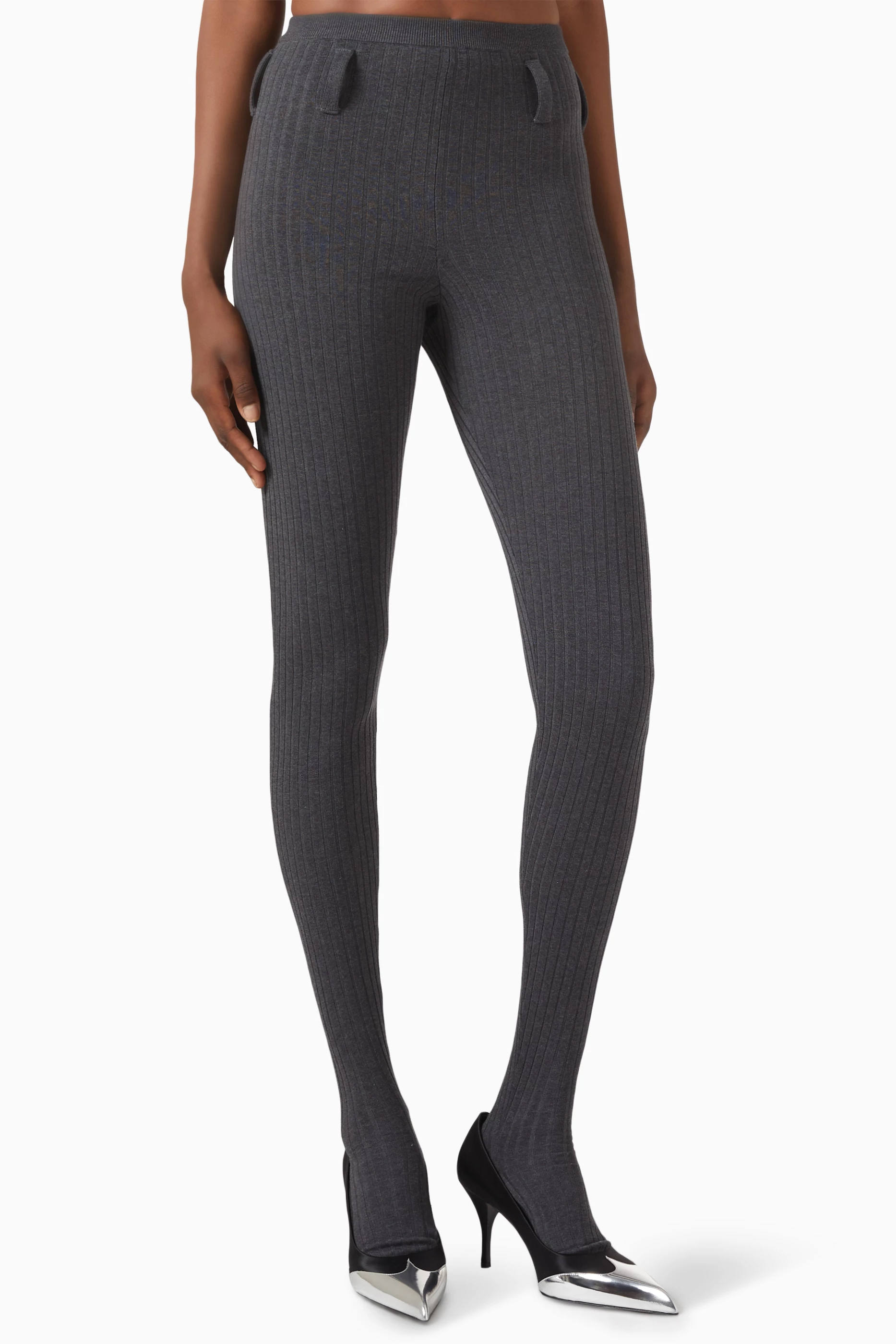 Buy Prada Grey Rib-knit Tights in Cotton For Women Online