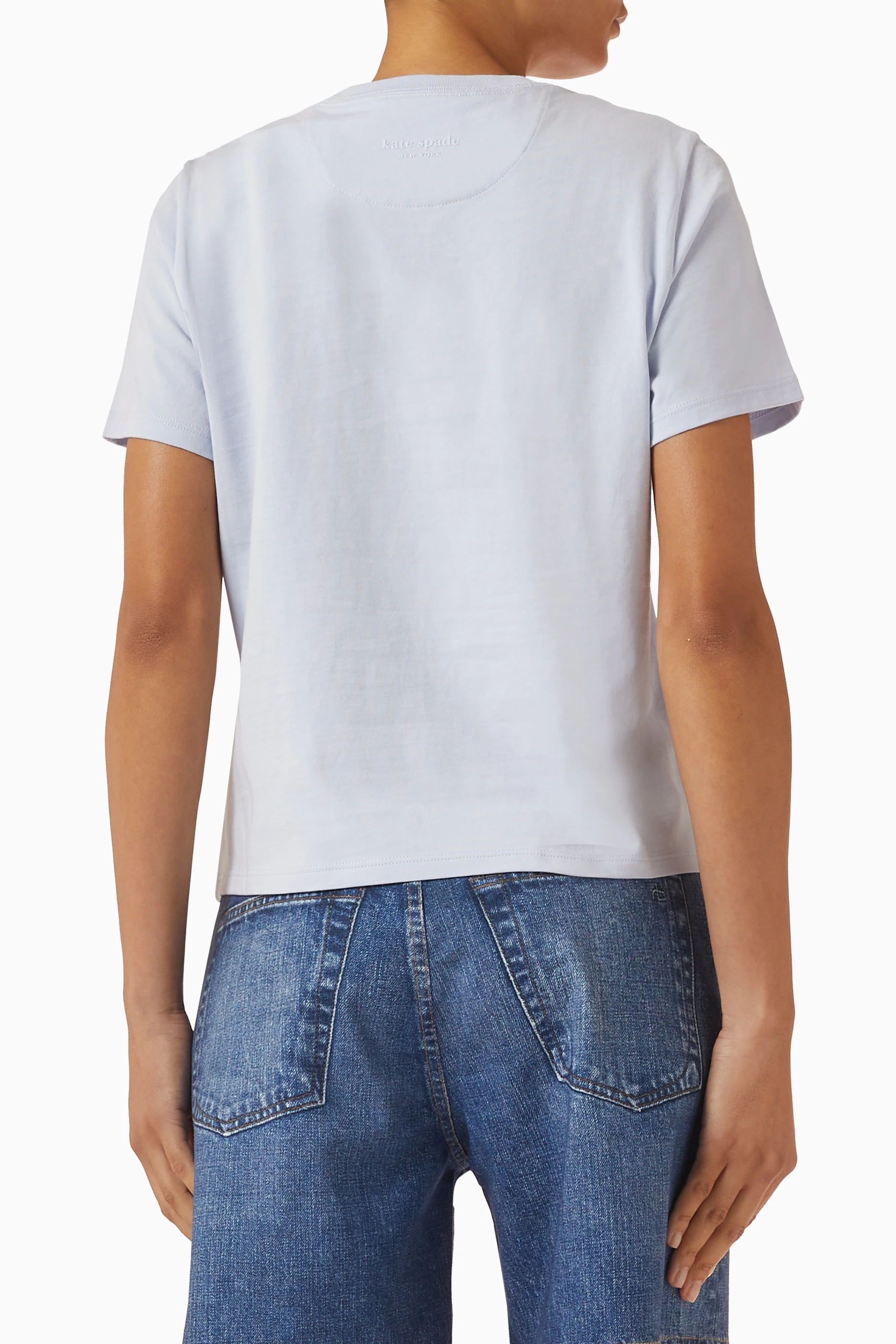 Buy Kate Spade New York Blue Embroidered T-shirt in Jersey For 