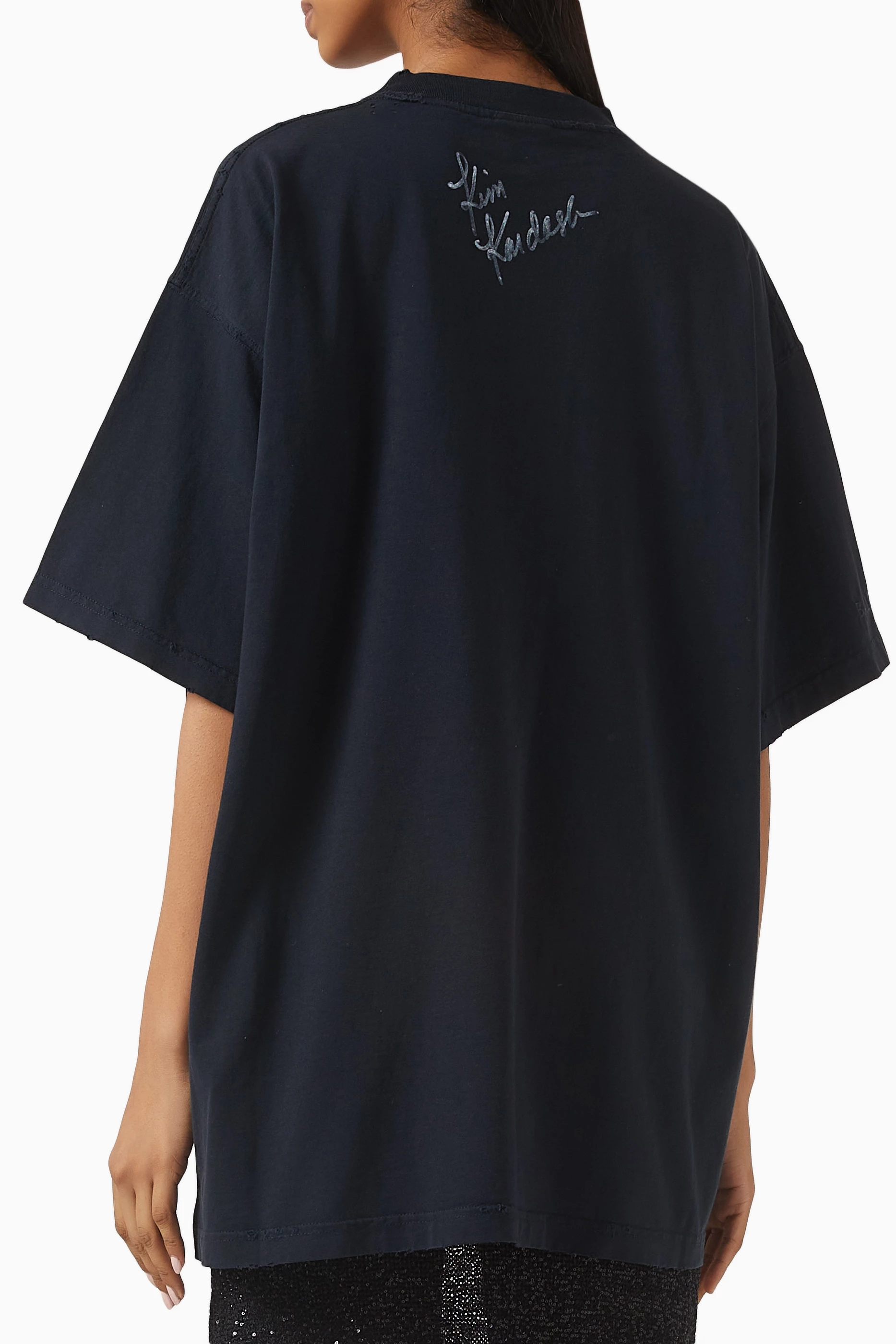 Buy Balenciaga Black Unisex Kim K Oversized T-shirt in Cotton For