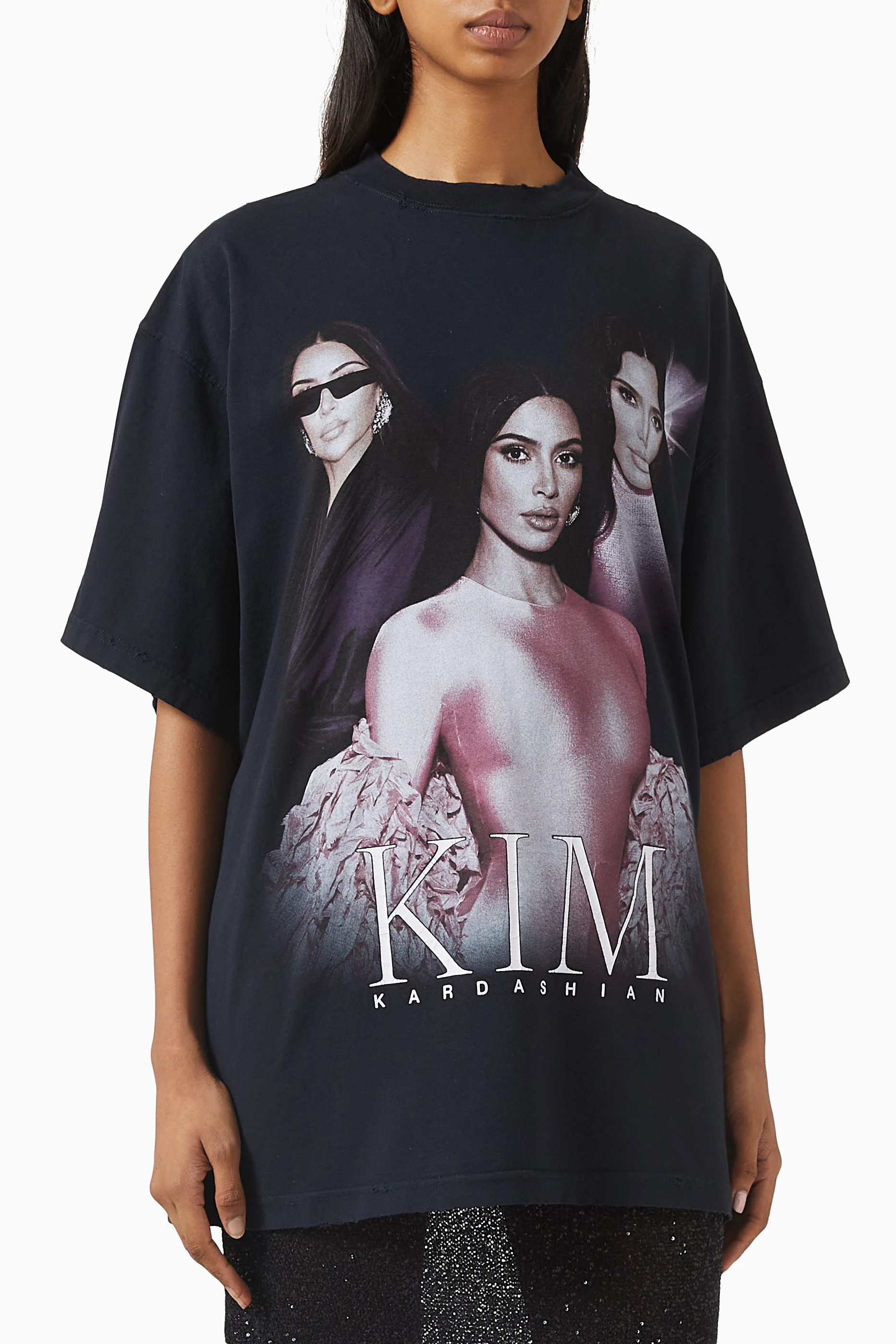 Buy Balenciaga Black Unisex Kim K Oversized T-shirt in Cotton For
