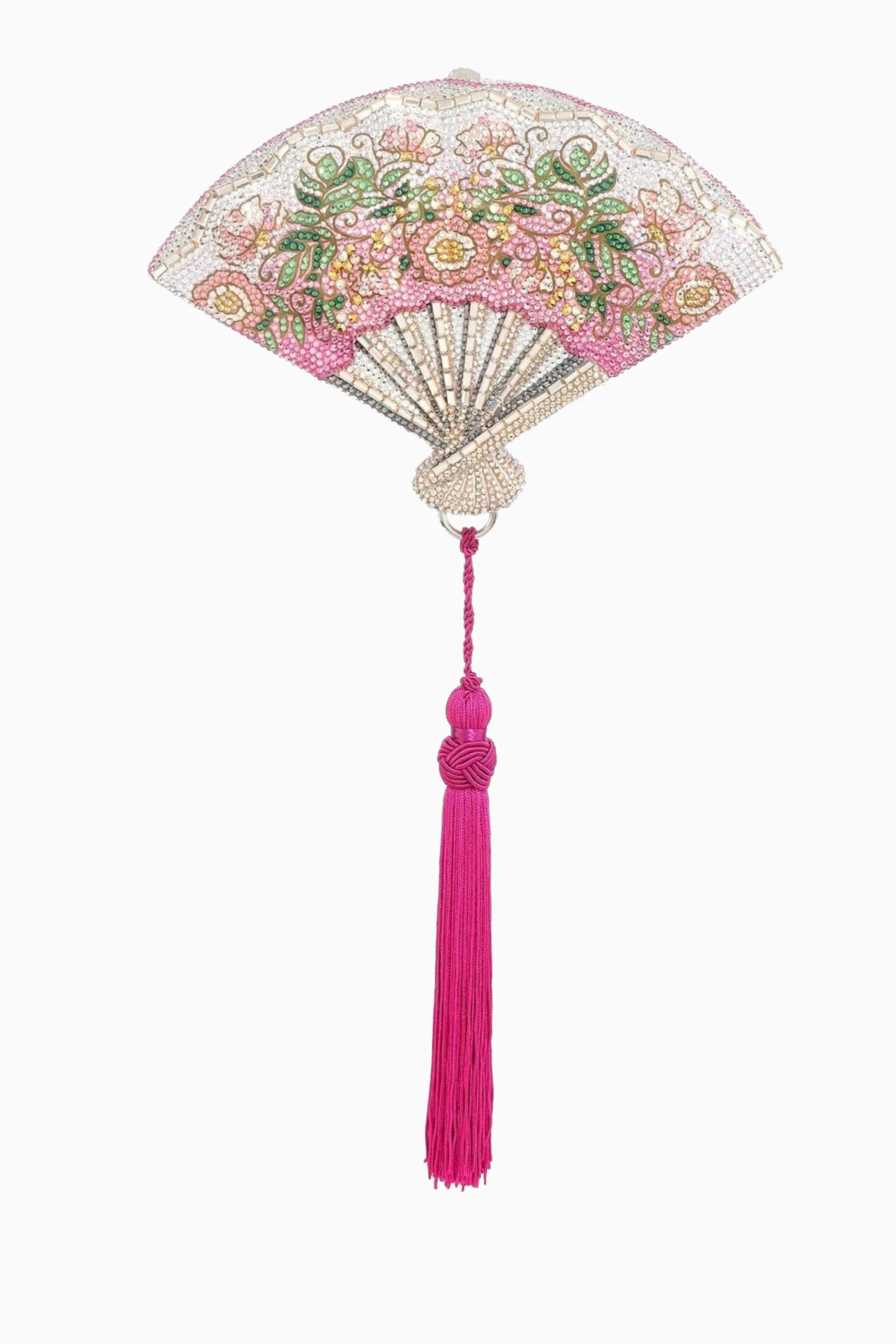 Buy Judith Leiber Pink Fan Blossoms Clutch Bag in Crystal For