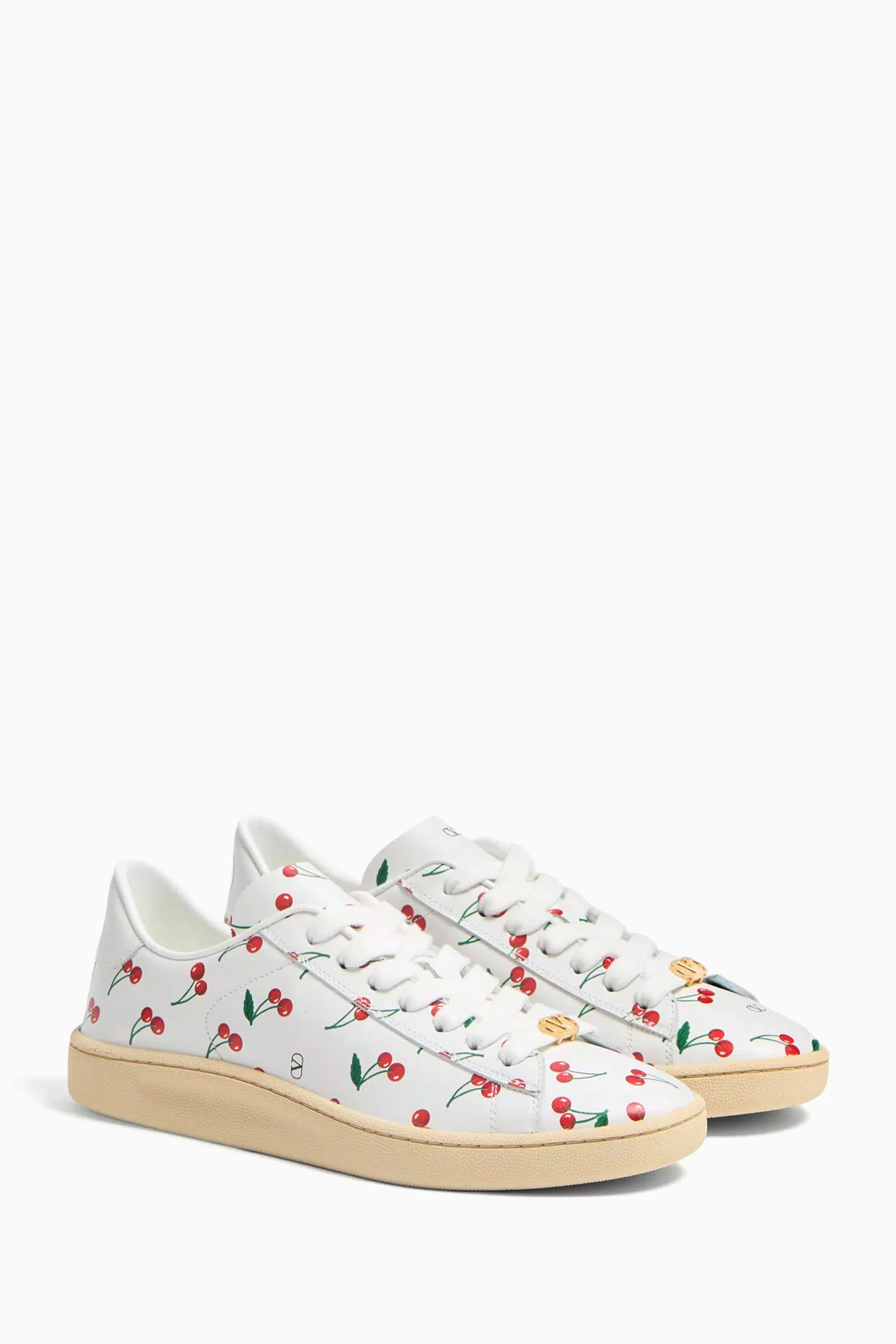 Buy Valentino Garavani White Royco Cherryfic Sneakers in