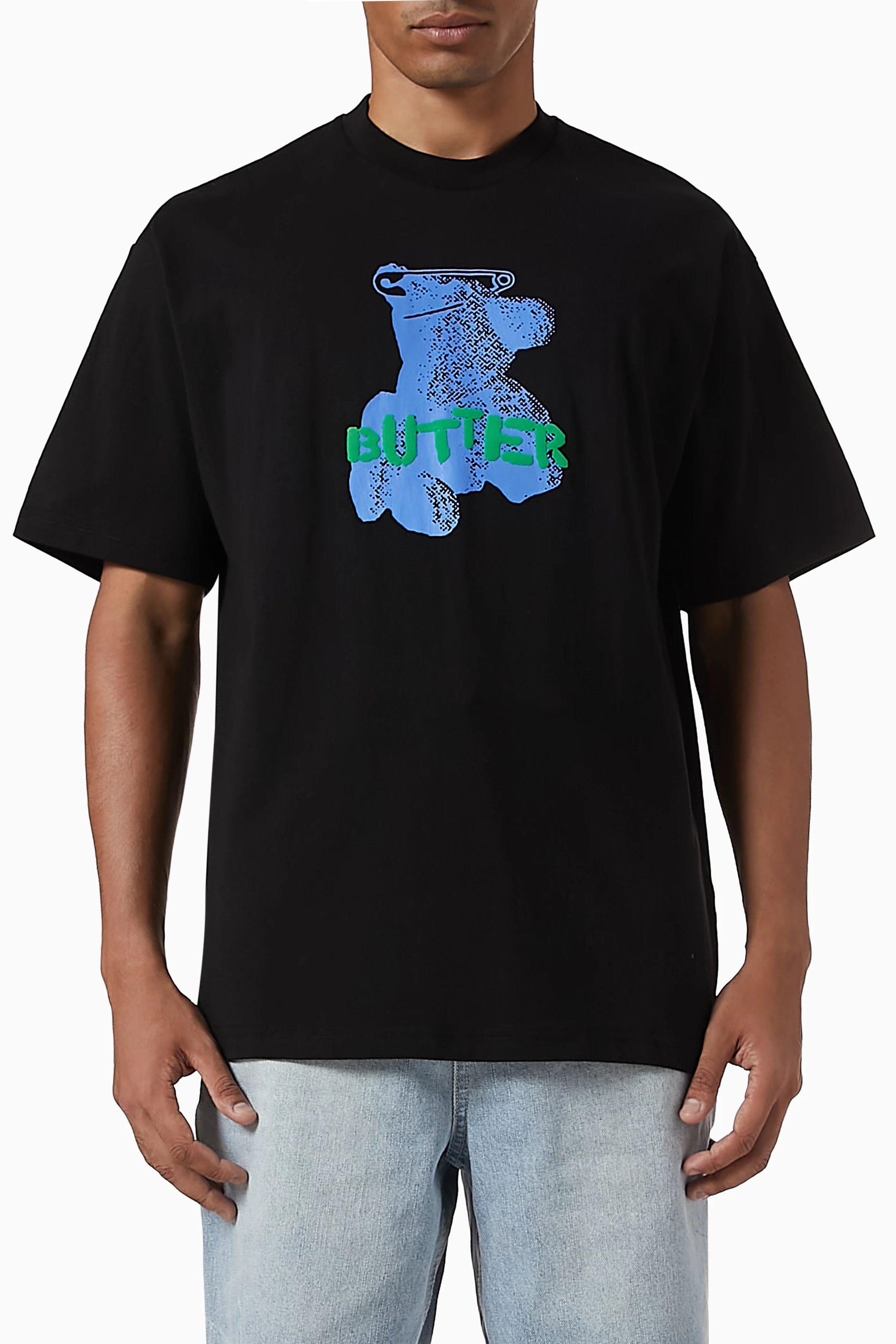 Buy Butter Goods Black Teddy Bear T-shirt in Cotton For Men