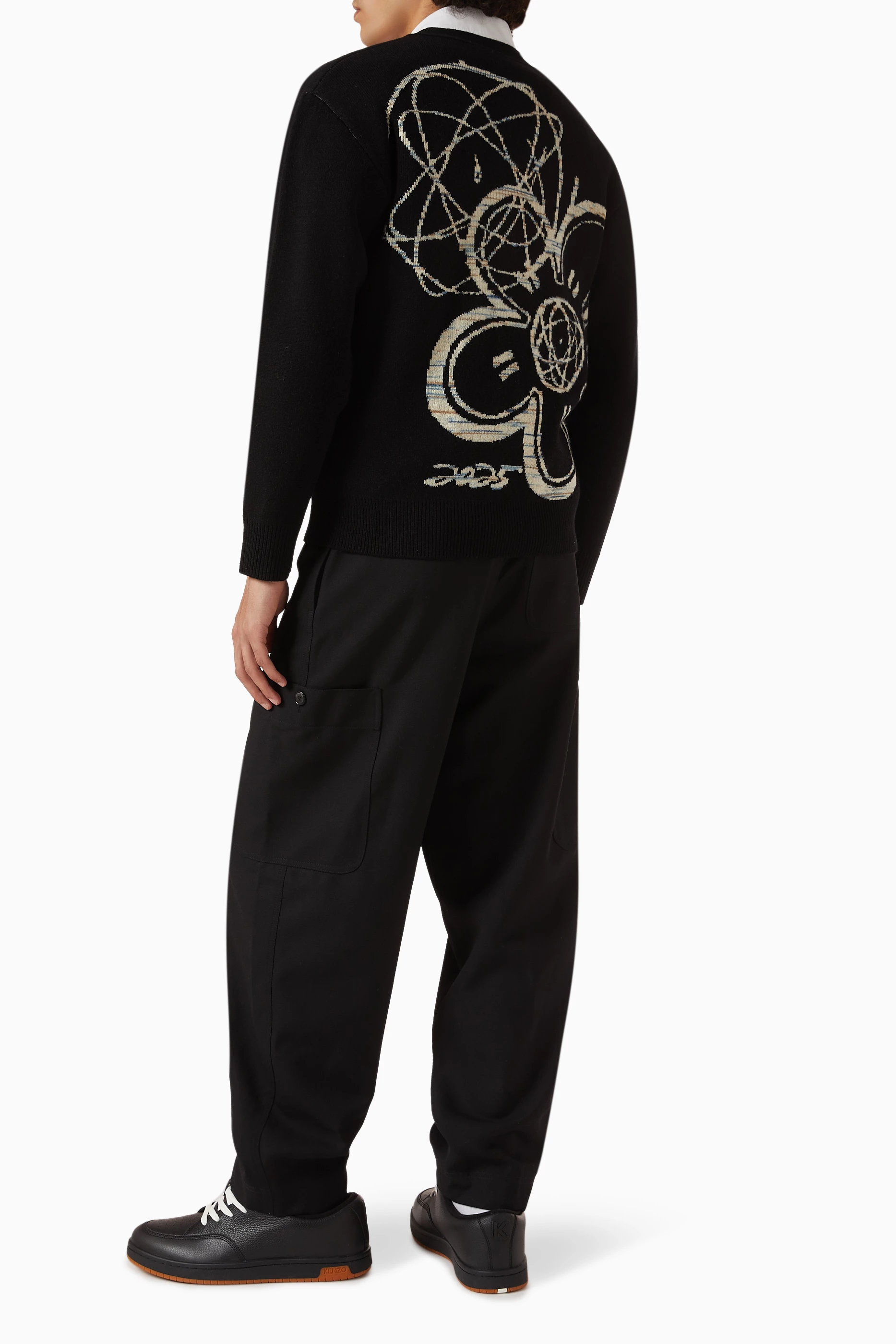 Buy KENZO Black x Futura 2000 Unisex Cardigan in Wool Blend For