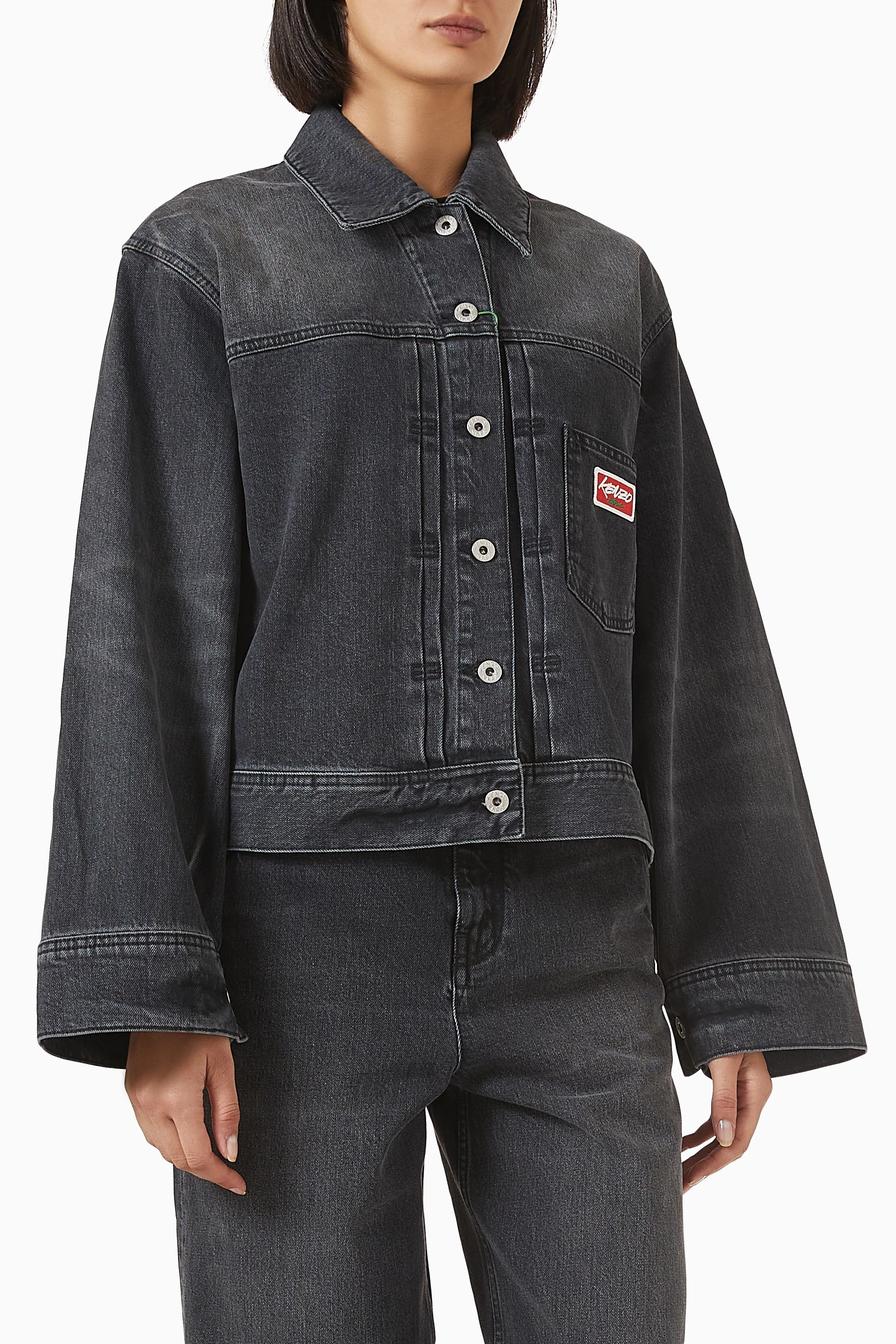 Buy KENZO Grey x Futura 2000 Embroidered Kimono Sleeves Jacket In