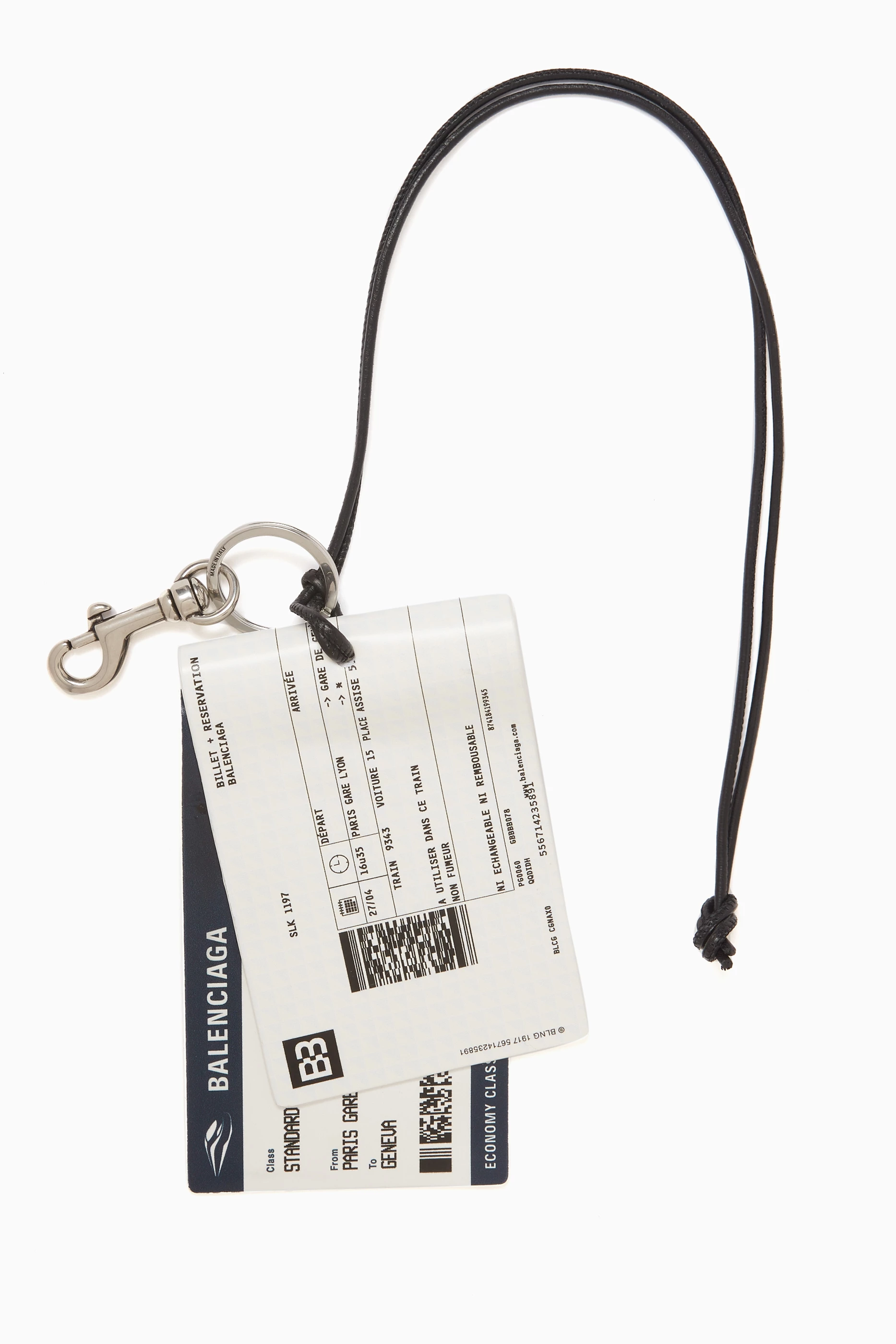 Buy Balenciaga White Train Ticket Charm Keychain For UNISEX Online