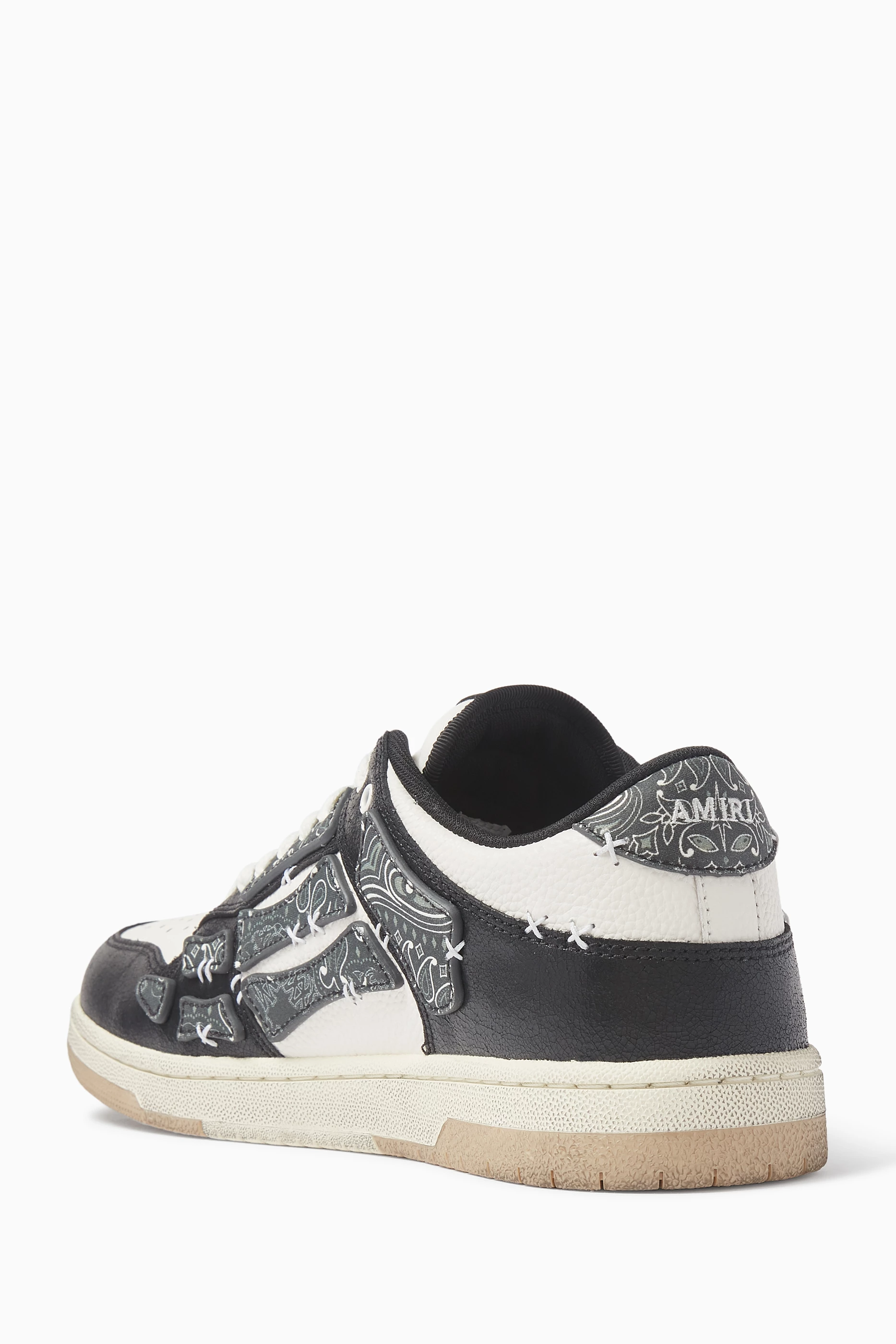 Buy Amiri Black Bandana Skel Low-top Sneakers in Leather For Men 
