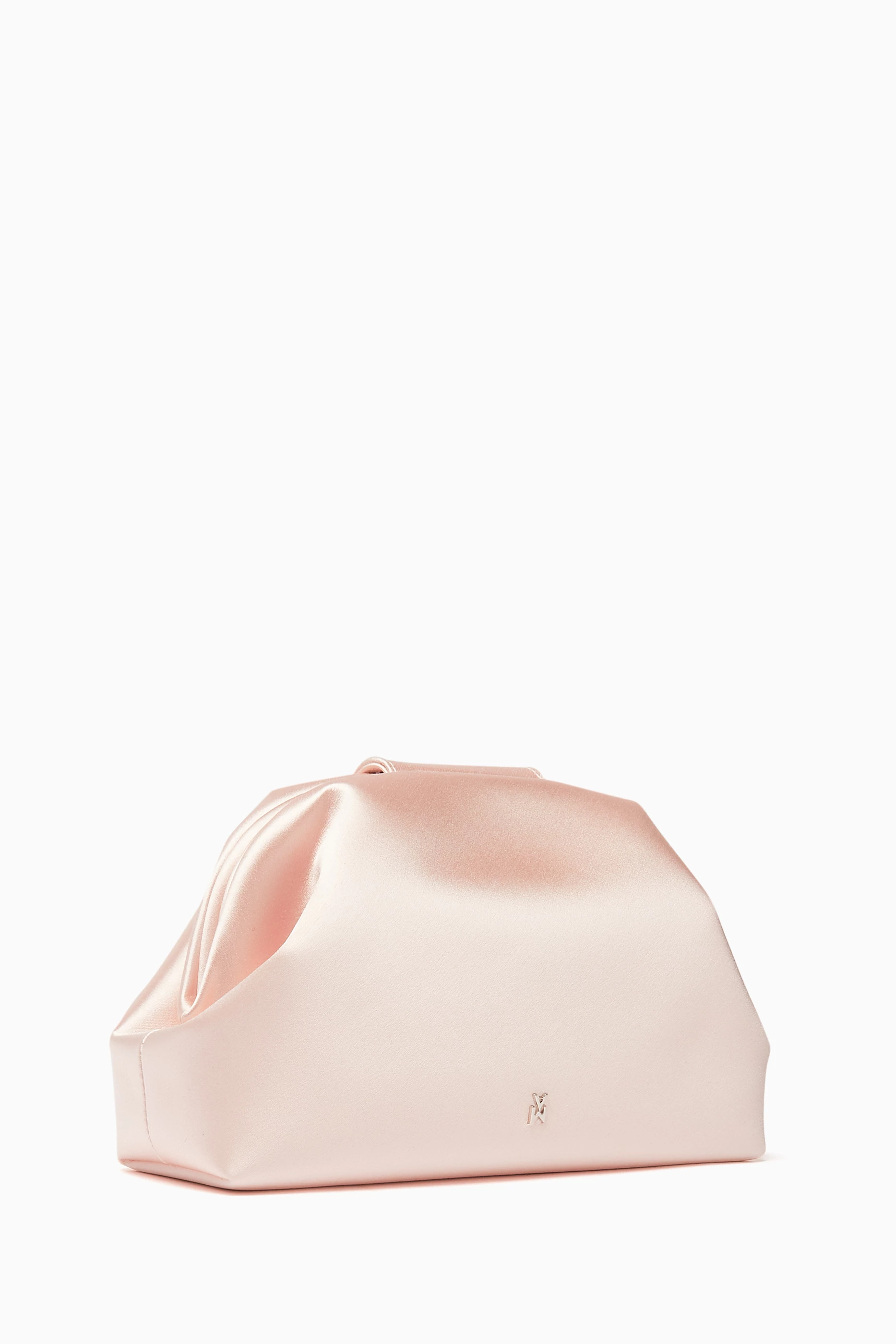 クラッチバッグ AMINA MUADDI CLUTCH BAG (CAMELIA CAMSATMOCSIL) Buy Amina Muaddi Pink Camelia Clutch Bag in Satin For Women