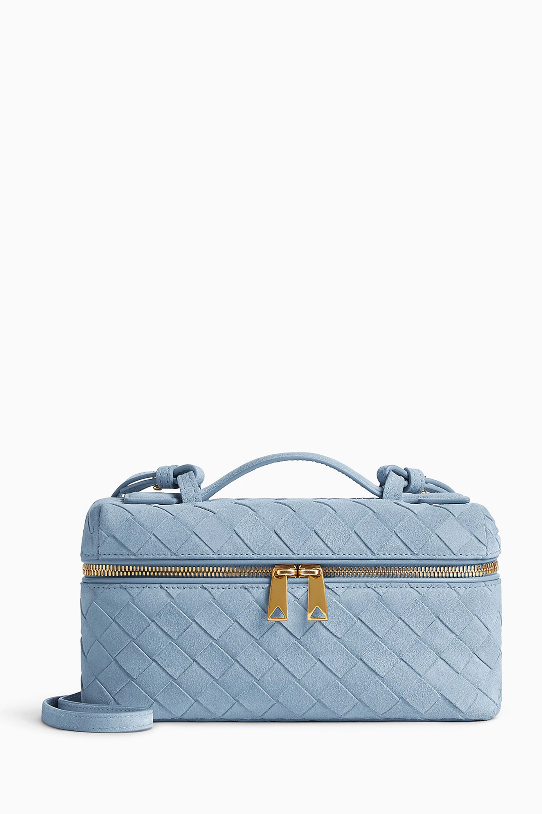 25SS new/BOTTEGA VENETA Bang Bangバニティバッグ Bag Blue Bang Bang Intrecciato suede vanity bag in blue - Bottega