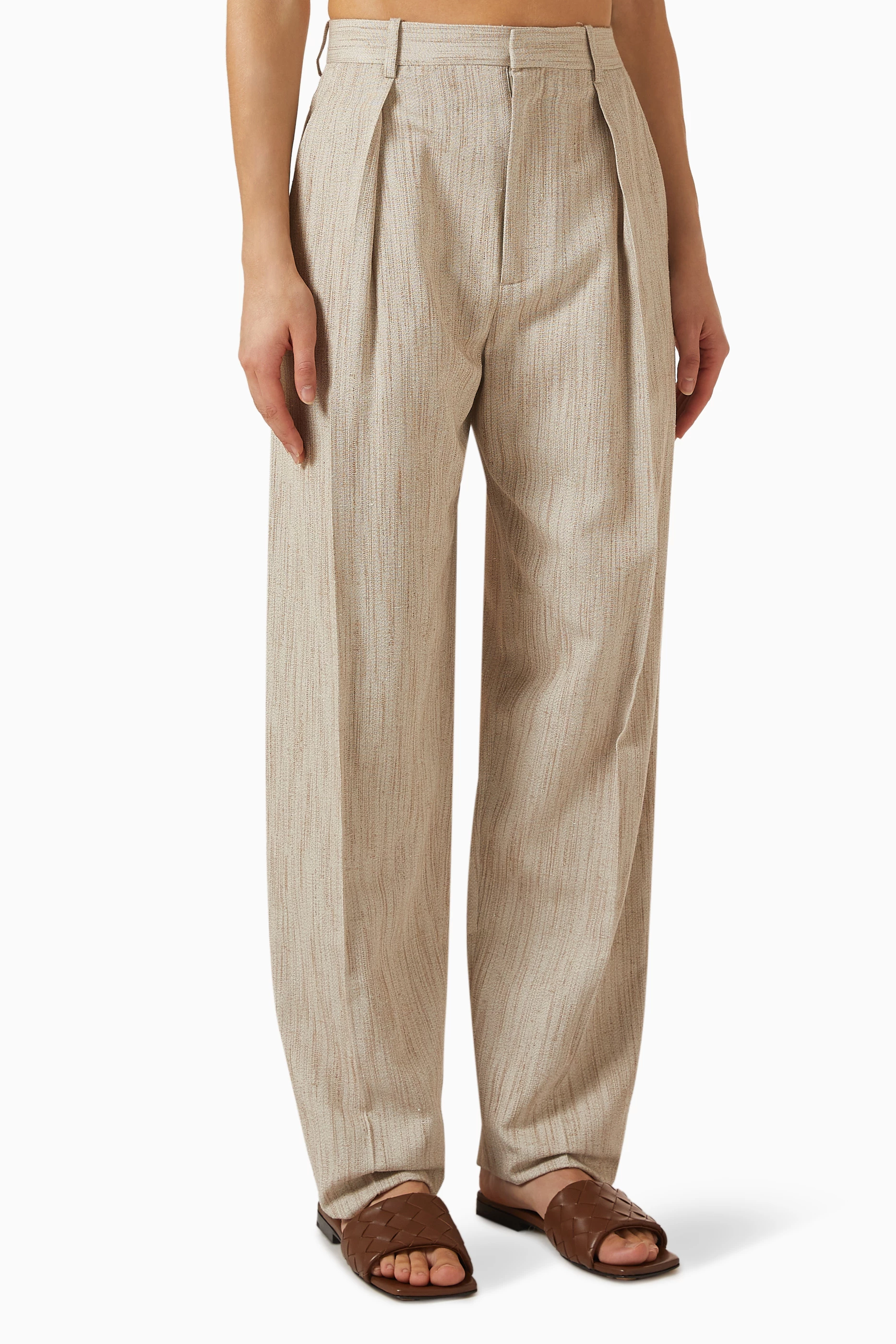 Buy Bottega Veneta Grey Tapered-fit Pants in Viscose-silk For
