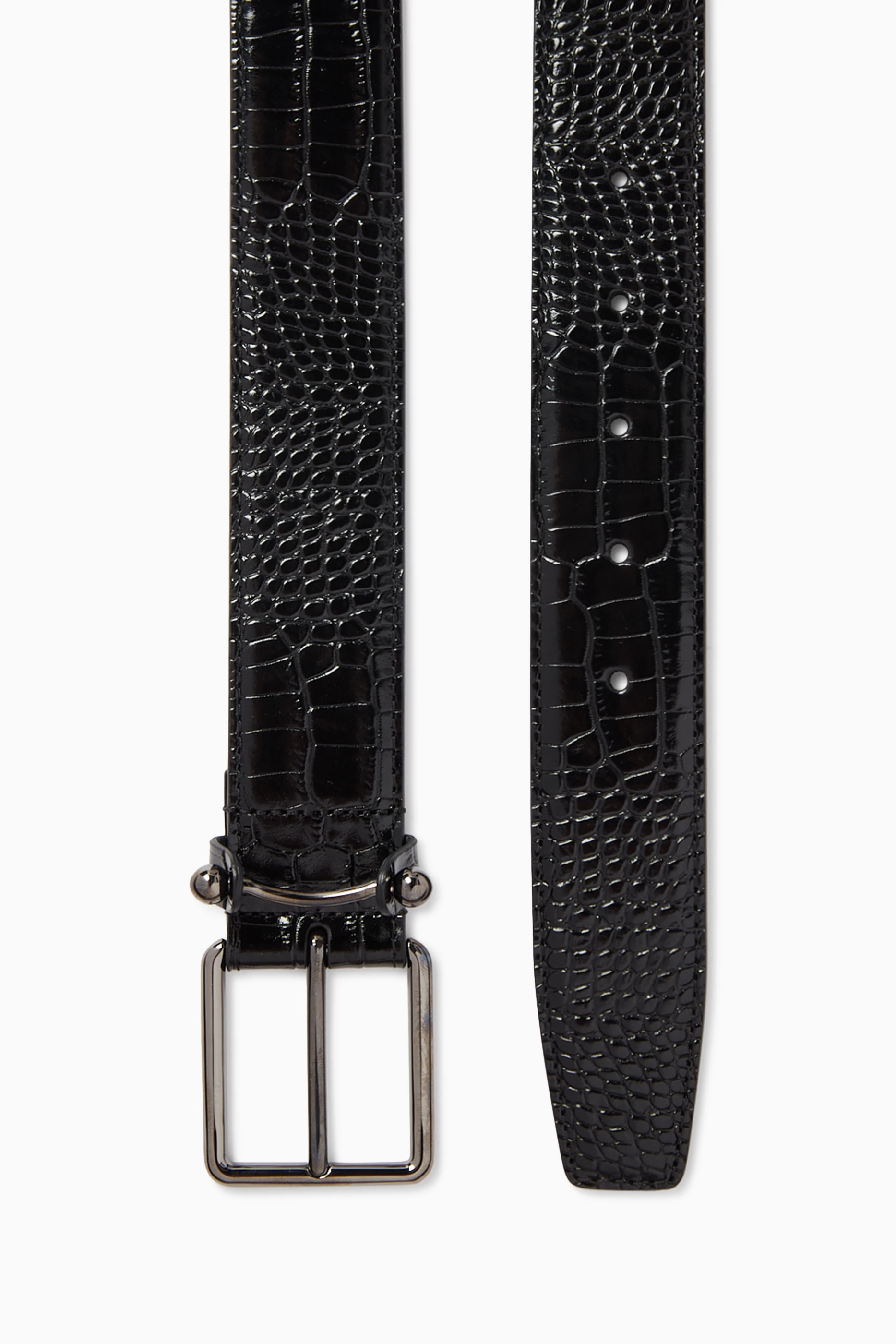 Buy Christian Louboutin Black Chambeliss Belt in Croc  display picture 3