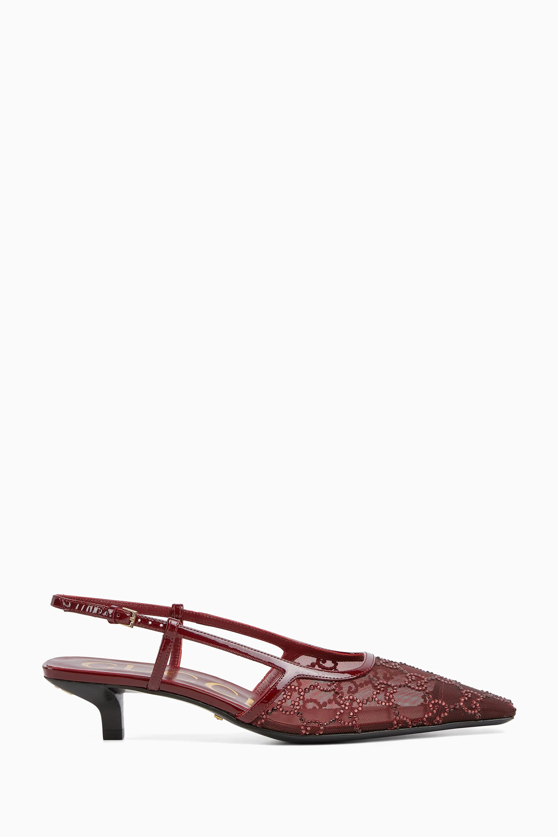 Buy Gucci Burgundy GG Crystal-embellished 35 Slingback Pumps in