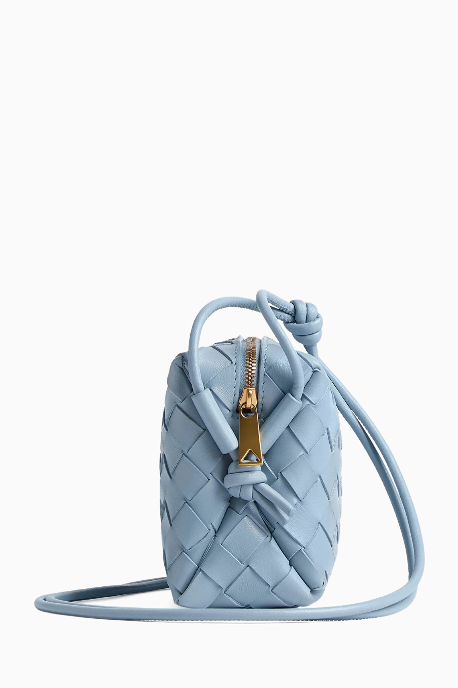 ★関税込★BOTTEGA VENETA★MINI LOOP CROSSBODY BAG★BLUE Bottega Veneta - Mini Loop Intrecciato Suede Shoulder Bag