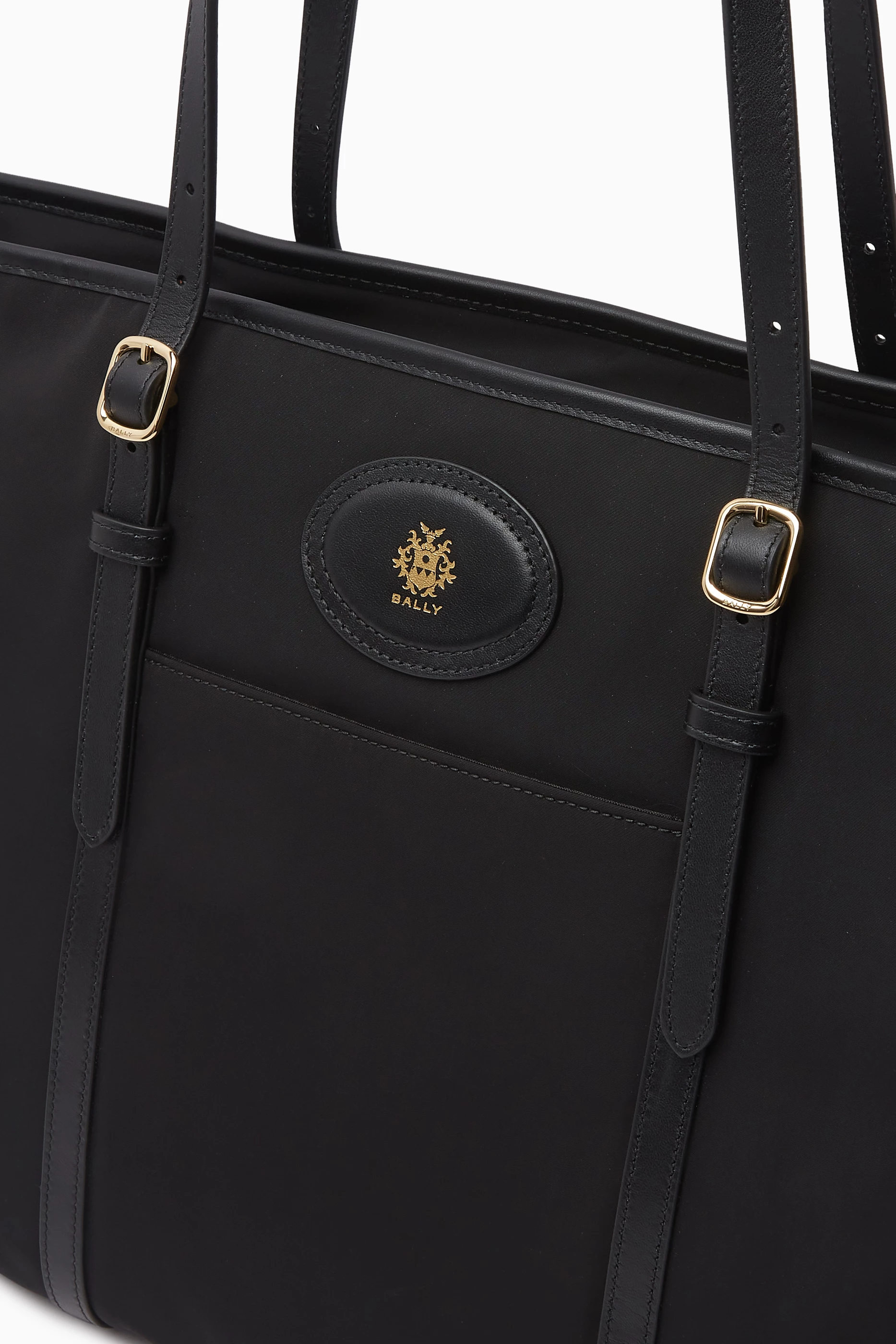Buy Bally Black B Light Tote Bag in Nylon & Leather For Women