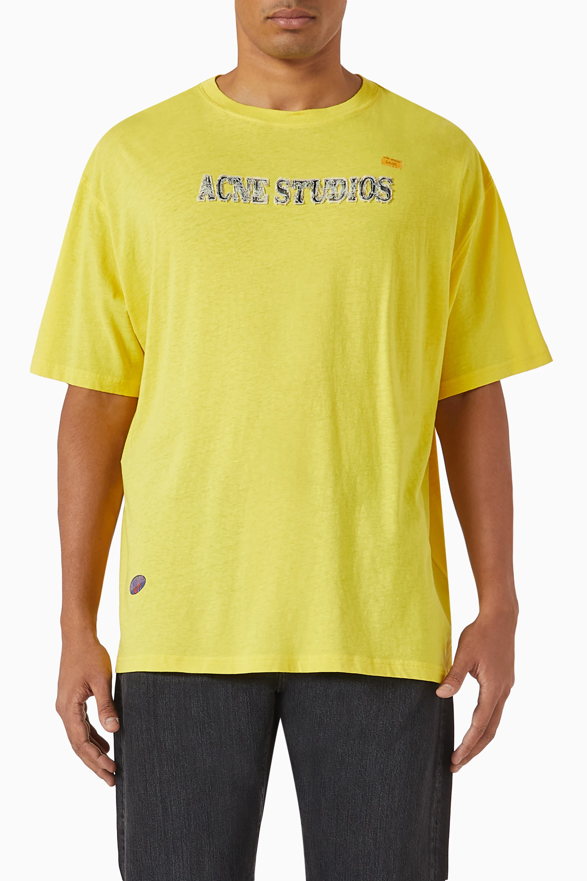 Buy Acne Studios Yellow Logo T-shirt in Cotton Jersey For Men 
