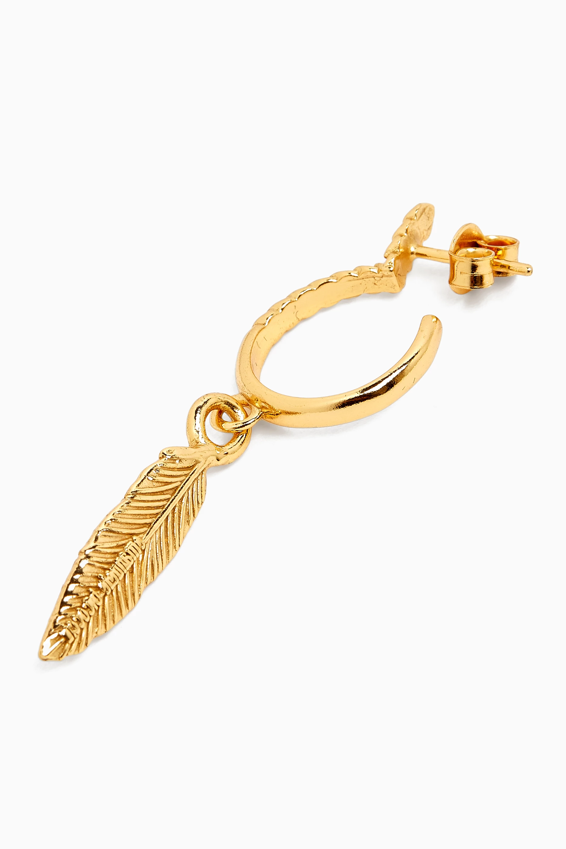 Buy Emanuele Bicocchi Gold Feather Hoop Single Earring in