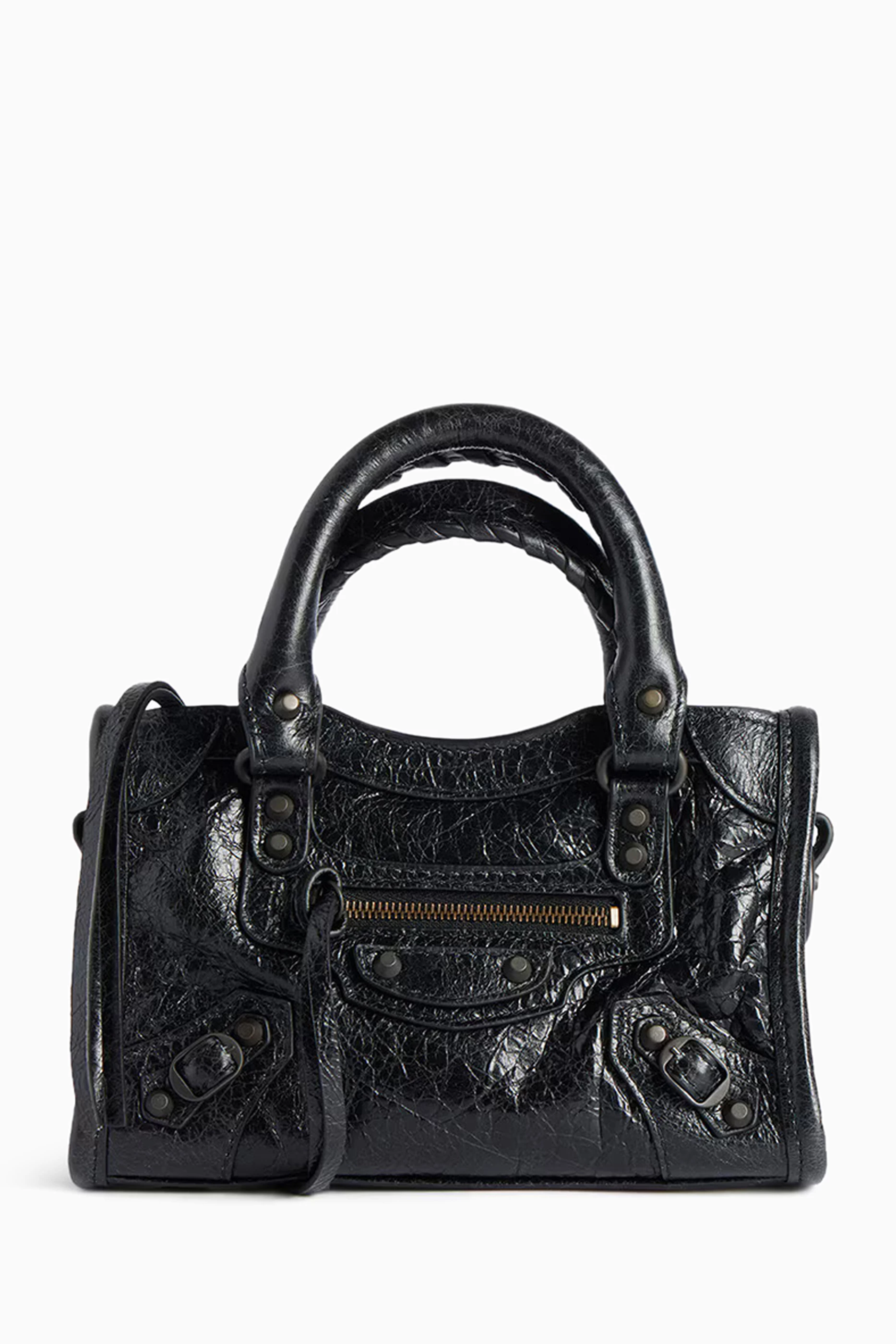 Buy Balenciaga Black Le City Bag Nano in Arena Lambskin For Men 