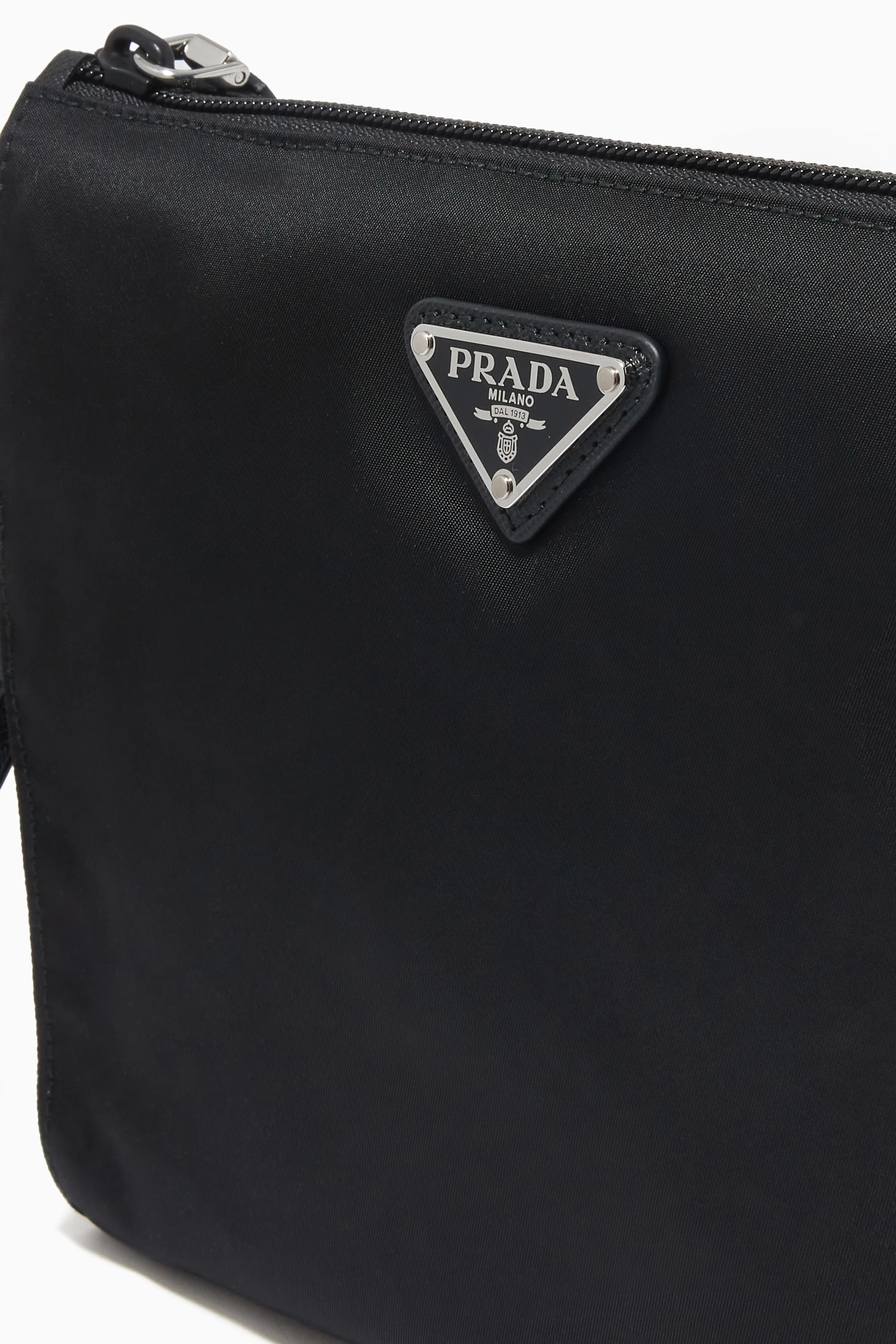 Prada Purse Clutch In Nylon Prada Triangle Logo Pouch In Re-Nylon