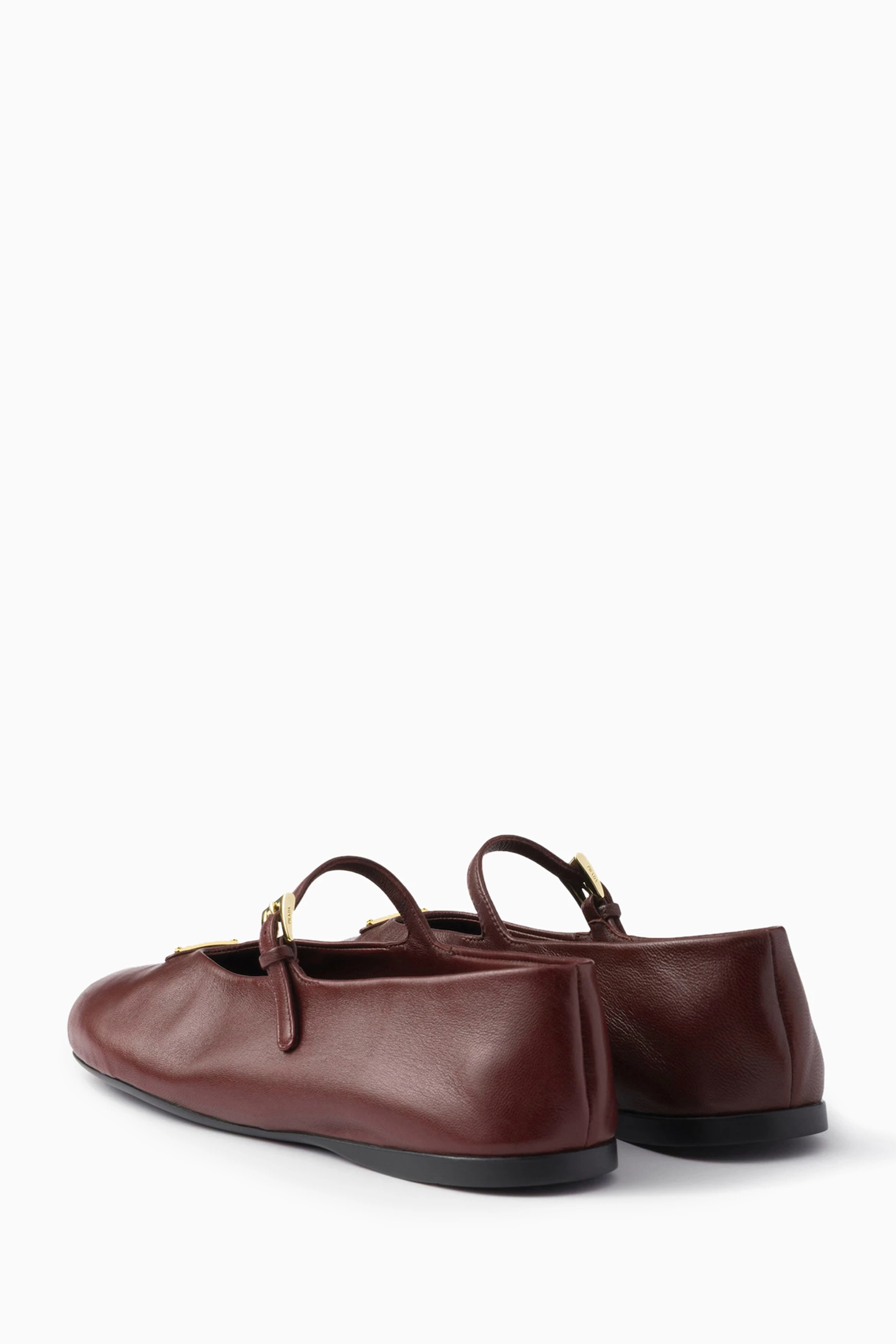 Buy Prada Burgundy Triangle Logo Ballerina Flats in Nappa