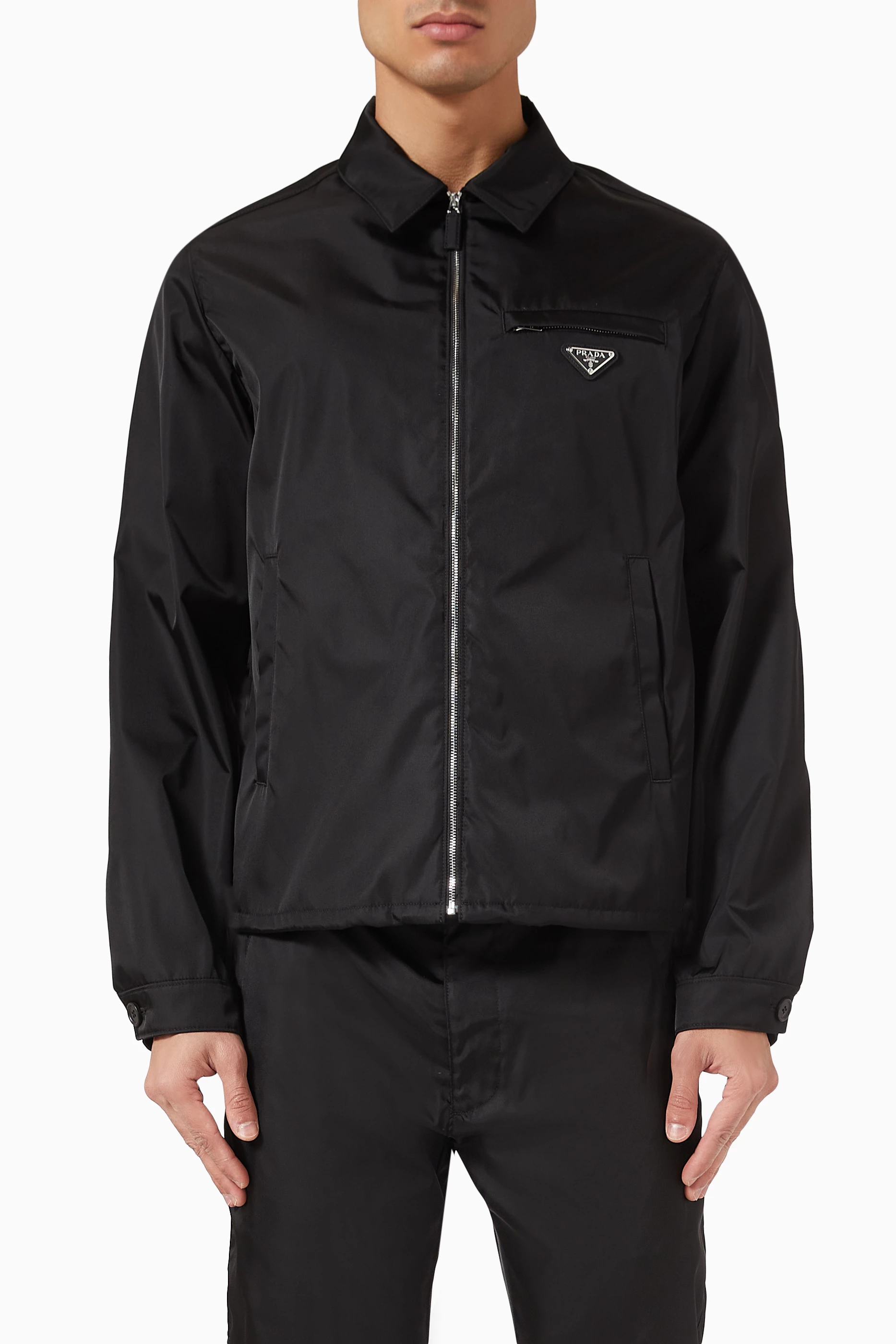 Buy Prada Black Logo Jacket in Re-nylon For Men Online | Ounass Saudi
