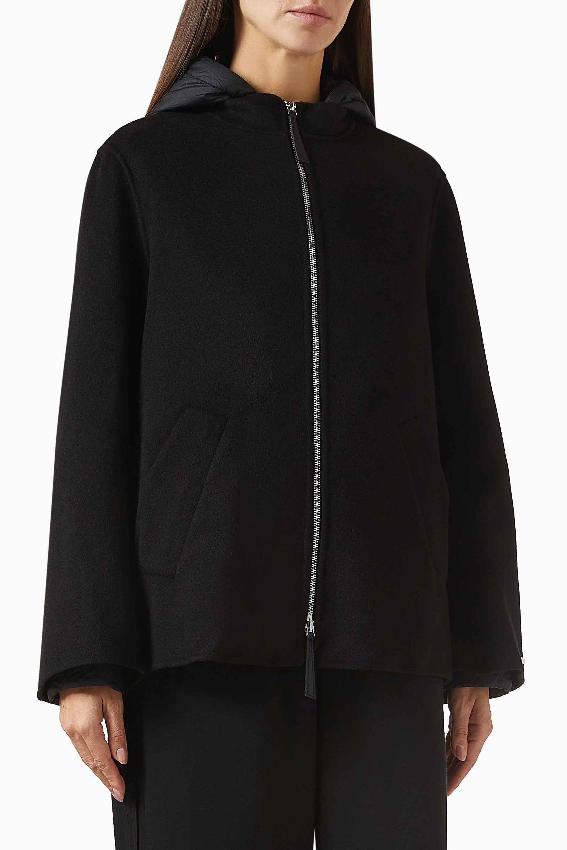 Buy Marella Black Saffico Zip Jacket in Wool-blend For Women 