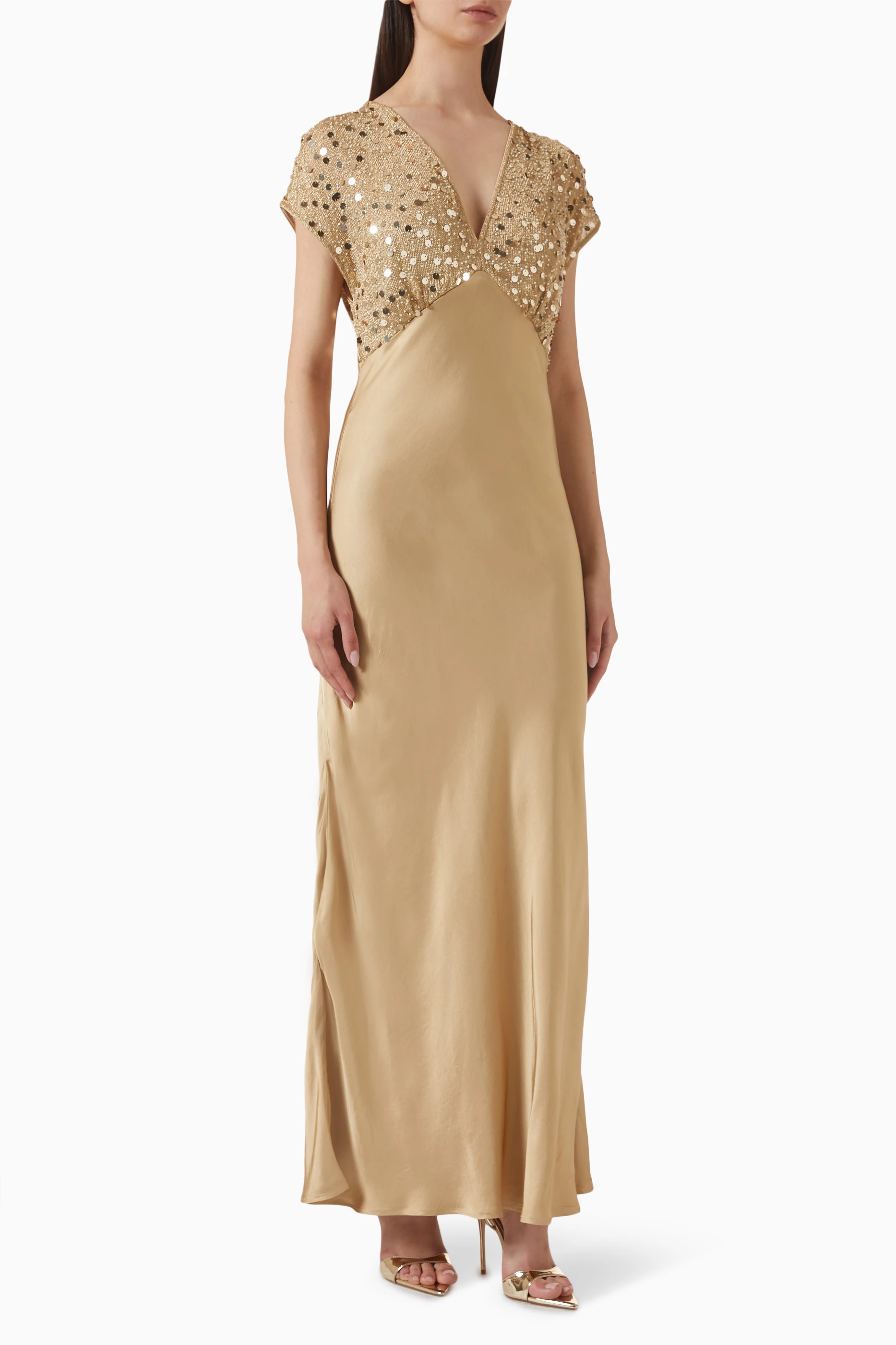 Buy Never Fully Dressed Gold Elodie Sequin-embellished Dress For Women  Online | Ounass Saudi