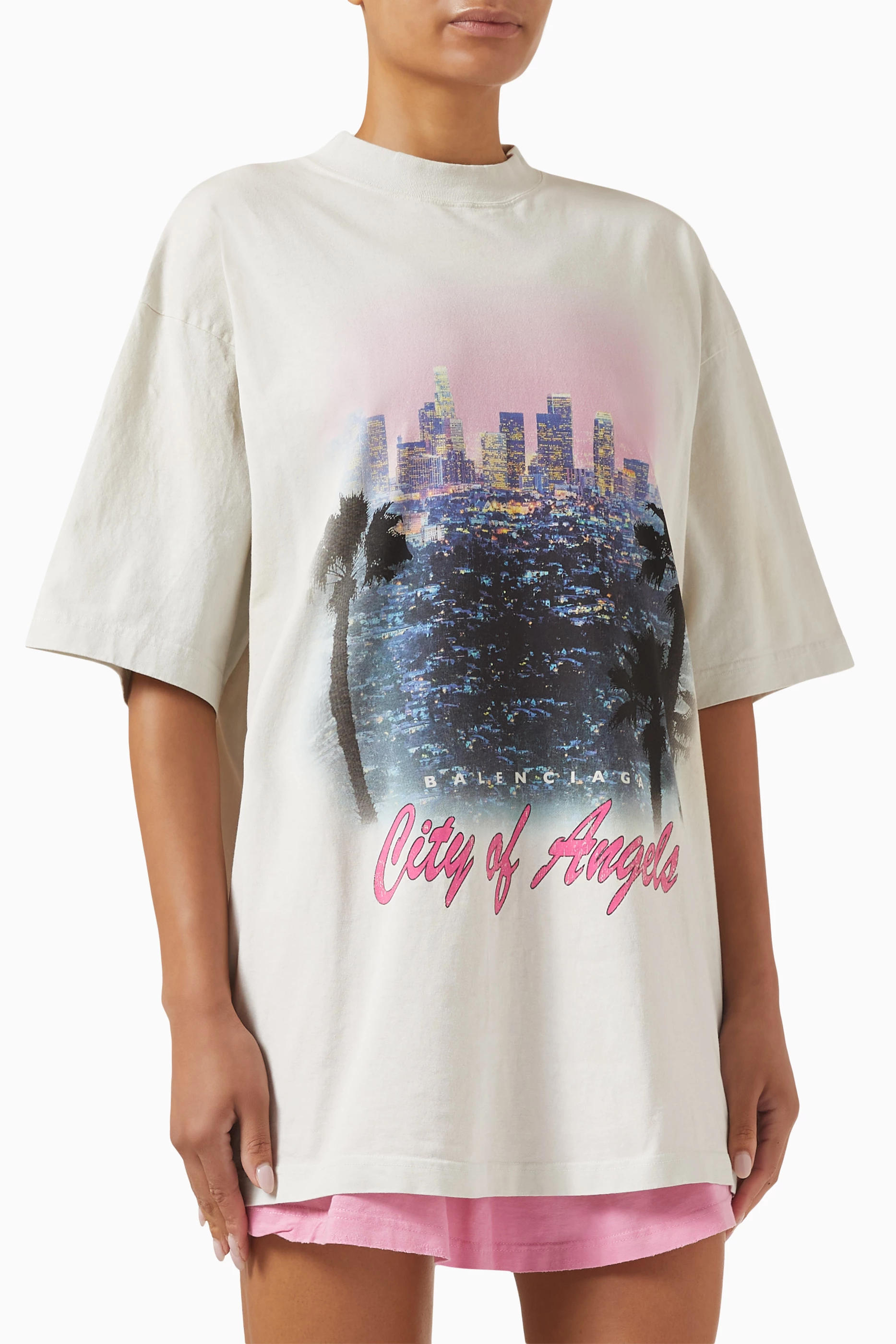 【BALENCIAGA】CITY OF ANGELS コットン Tシャツ ロゴ 半袖 City Of Angels cotton-blend T-shirt in black - Balenciaga