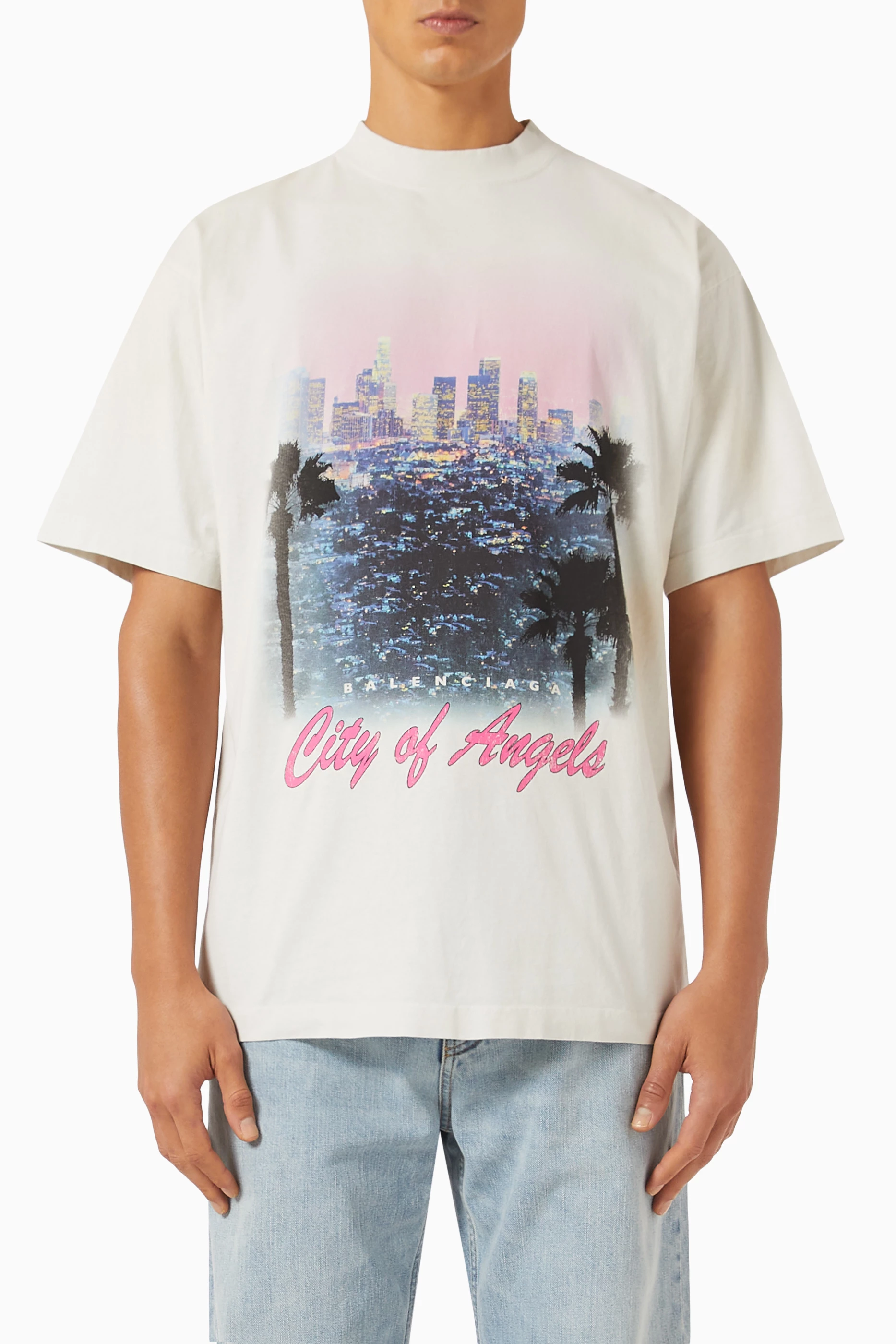 Buy Balenciaga White Unisex City Of Angels Medium Fit T
