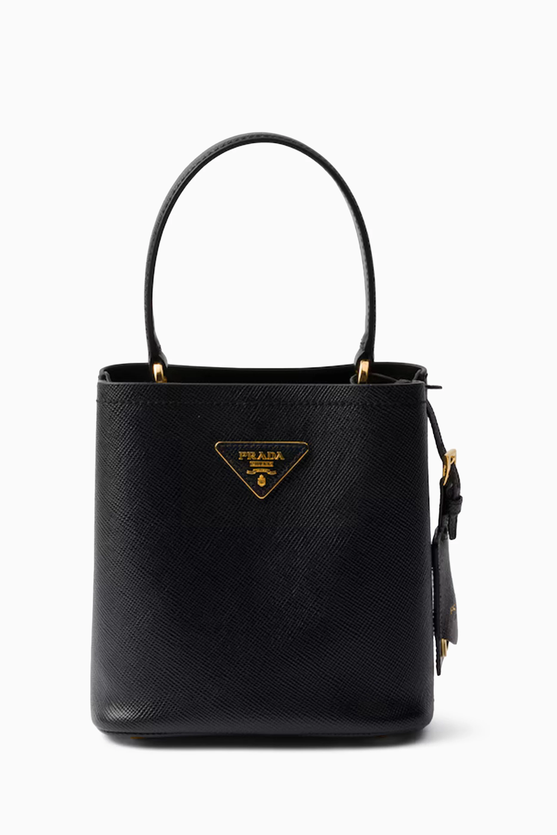 Buy Prada Black Panier Mini Tote Bag in Saffiano Leather For Women