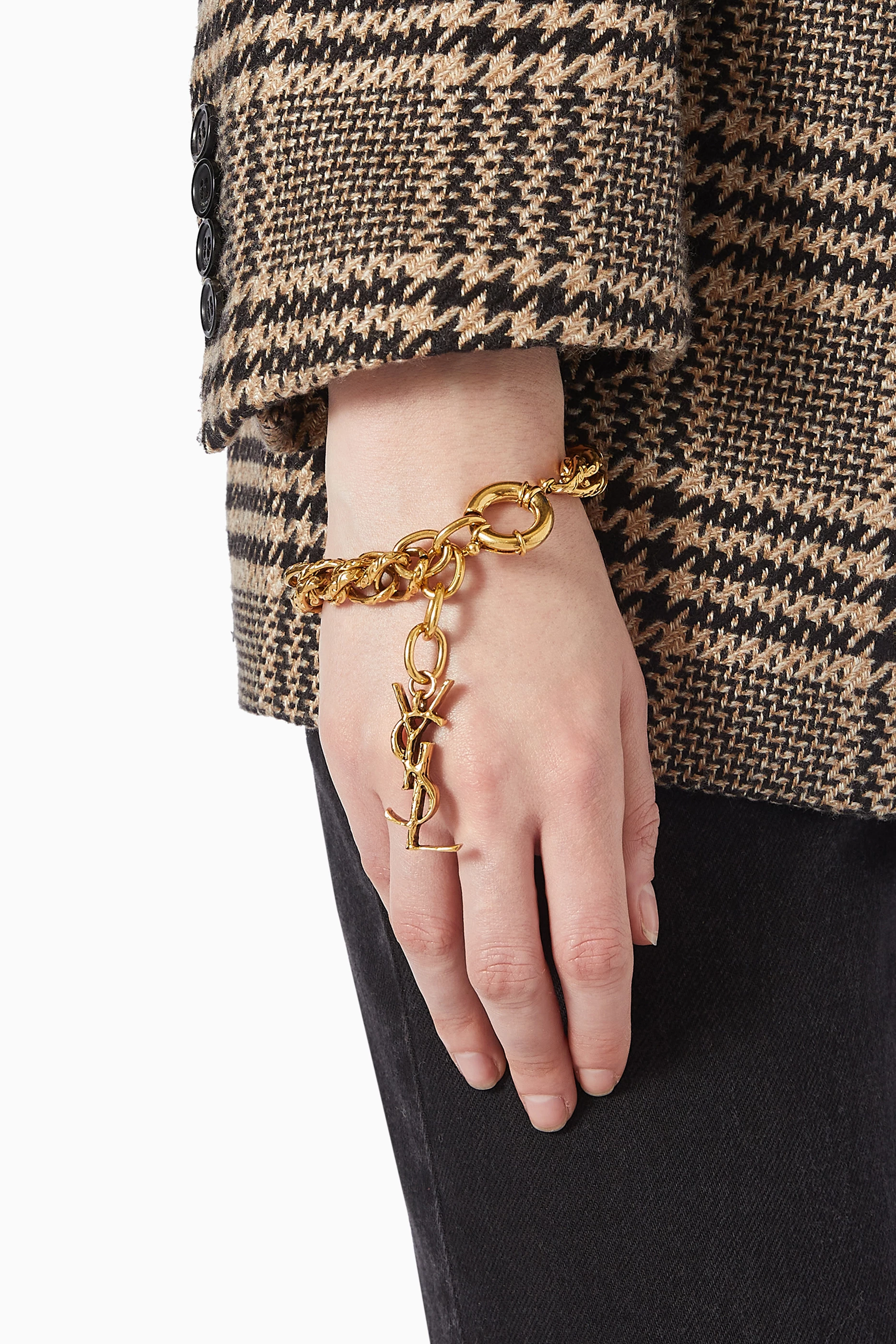 【関税＆送料込み】Saint Laurent Rope-Chain Bracelet In Met Buy SAINT LAURENT Gold Rope Chain Bracelet in Gold-tone